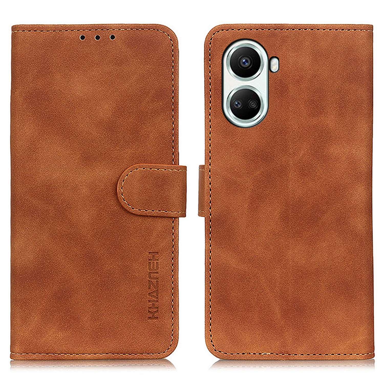 

Khazneh Für Huawei Nova 10 SE 4G Telefonabdeckung Magnetischer Verschluss Brieftasche PU Leder Retro Texturstand Hülle - Braun, Huawei nova 10 SE 4G