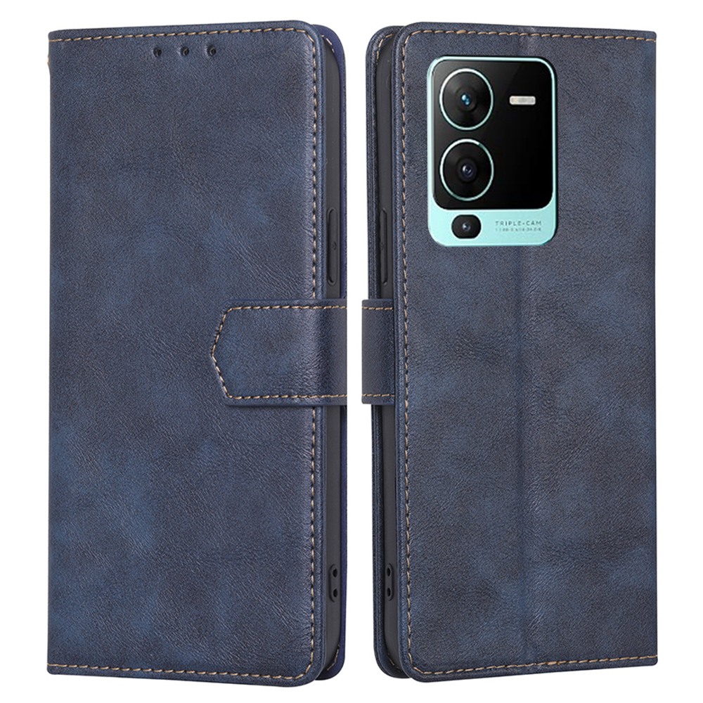 

Stand Wallet Hülle Für Vivo V25 Pro 5g, Magnetischer Verschluss Kuhspannungstruktur PU Leder+tpu RFID -blockierschutzschutzabdeckung - Blau, vivo V25 Pro 5G