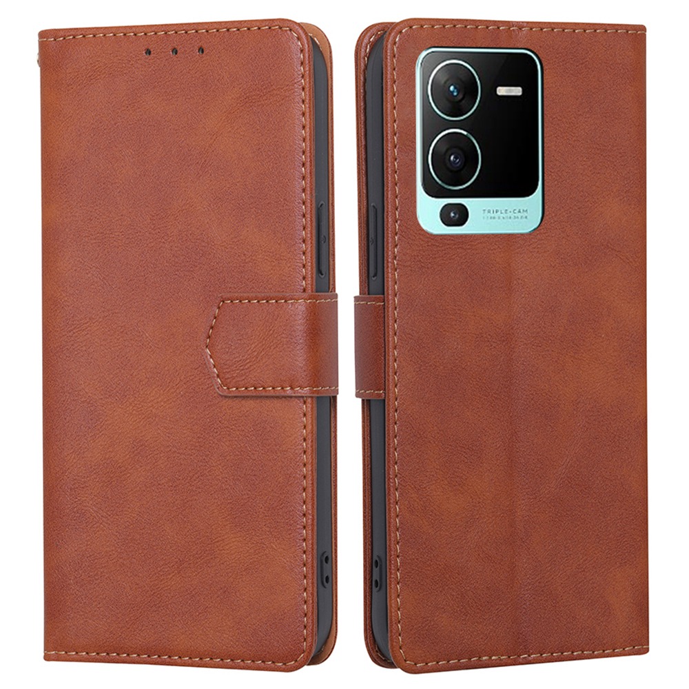 

Stand Wallet Hülle Für Vivo V25 Pro 5g, Magnetischer Verschluss Kuhspannungstruktur PU Leder+tpu RFID -blockierschutzschutzabdeckung - Braun, vivo V25 Pro 5G