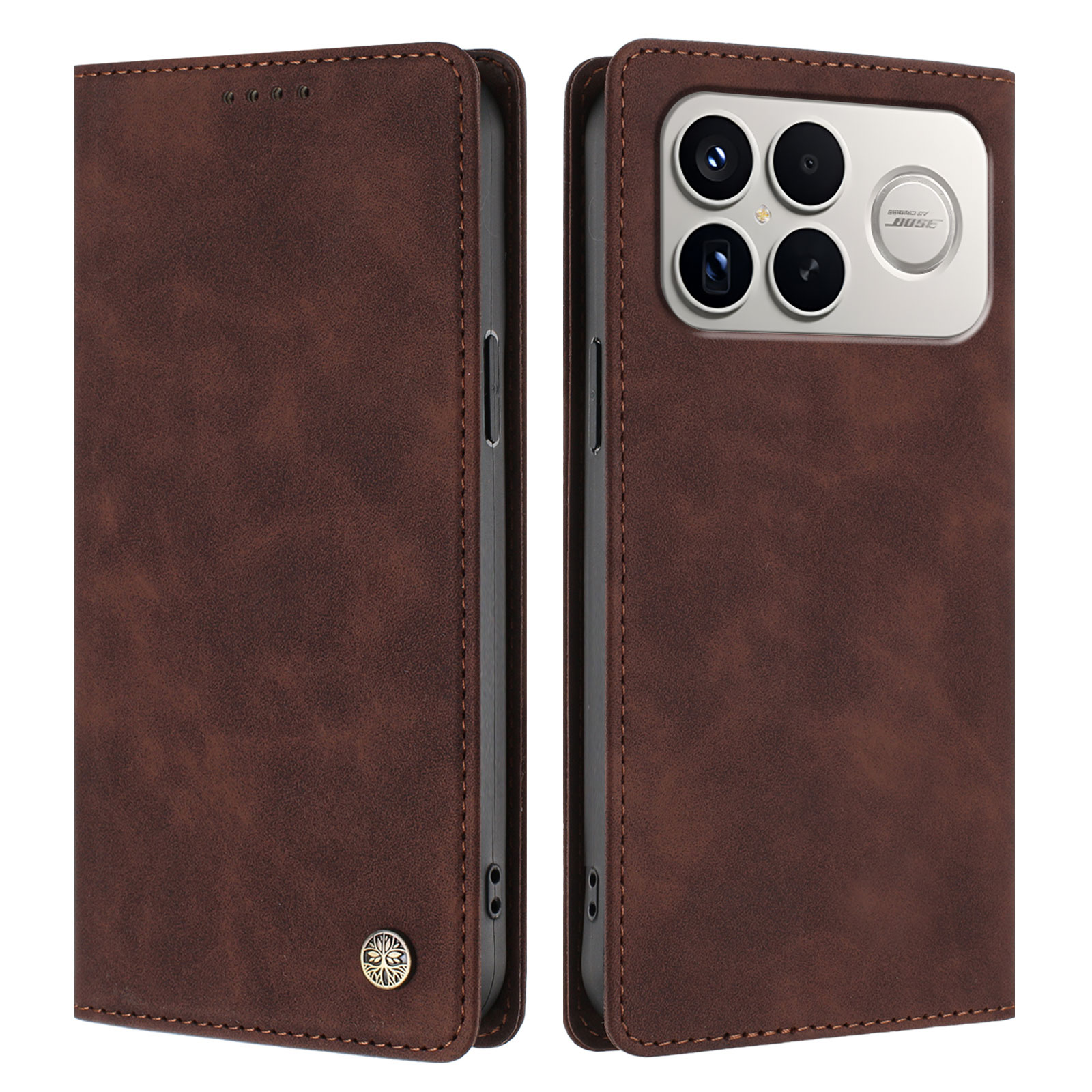 For Xiaomi Redmi K90 Pro Max 5G / Xiaomi Poco F8 Ultra Case HX RFID Blocking Wallet Stand Leather Flip Phone Cover - Brown
