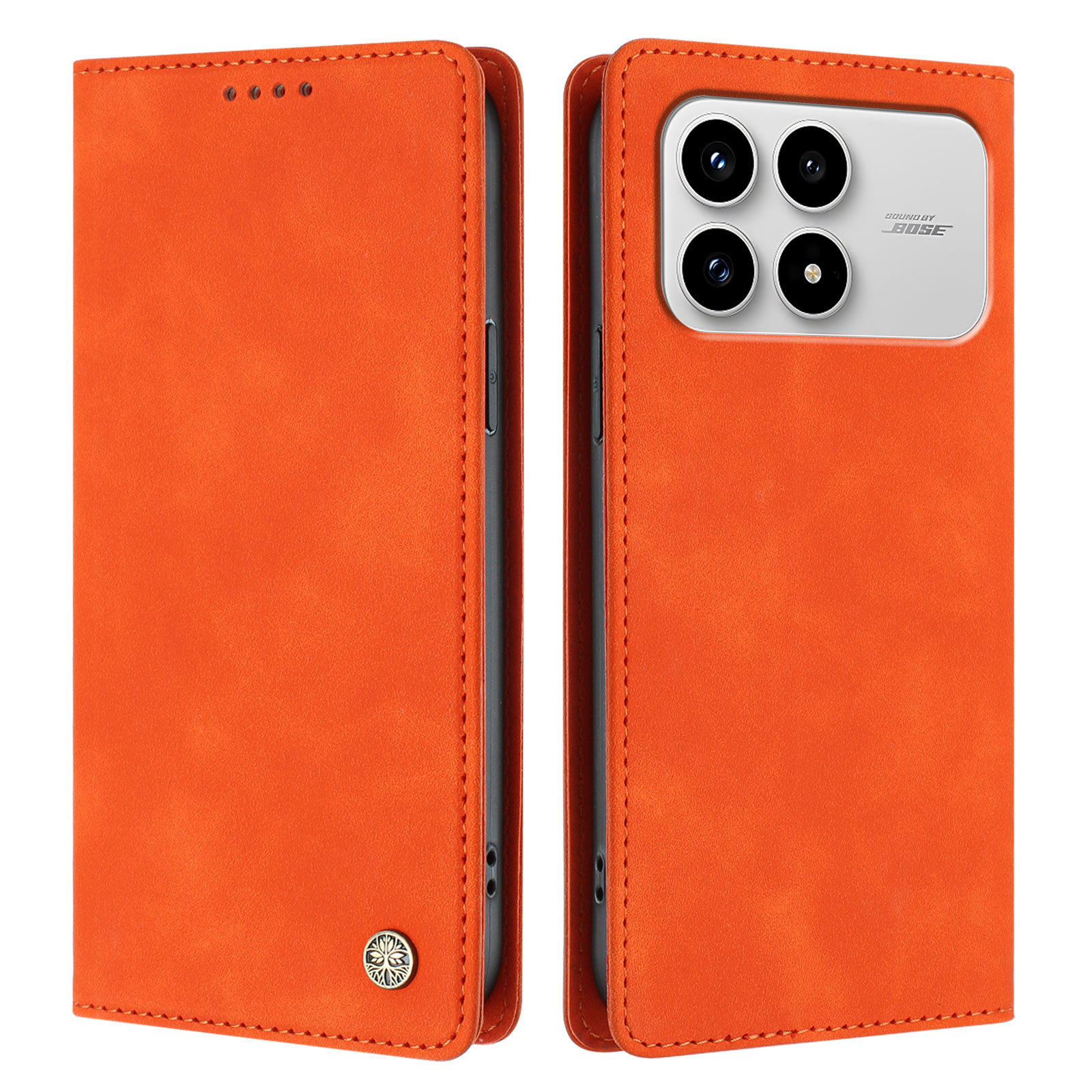 For Xiaomi Redmi K90 5G / Xiaomi Poco F8 Pro Case HX RFID Blocking Wallet Stand Leather Flip Phone Cover - Orange