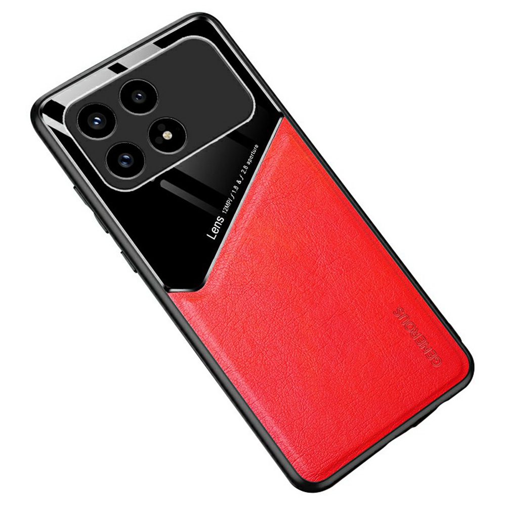 For Xiaomi Redmi K90 5G  /  Poco F8 Pro Case Precise Cutout Leather Coated PC + TPU Phone Back Cover Built-in Metal Sheet - Red