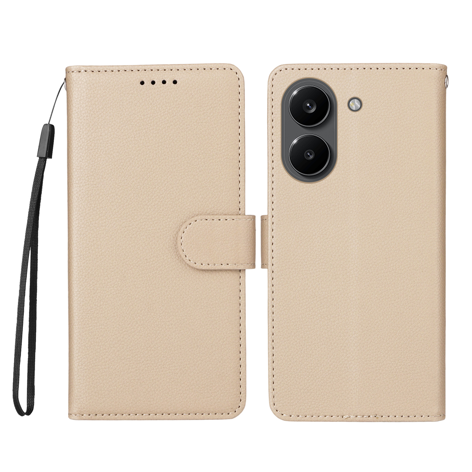 For Xiaomi Poco X8 Pro 5G / Xiaomi Redmi Turbo 5 5G Case RFID Blocking 3 Card Slots PU Leather Phone Cover with Wrist Strap - Creamy White
