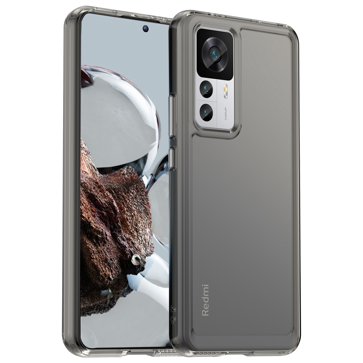 

Für Xiaomi 12T 5G / Redmi K50 Ultra 5G Candy Series Flexible TPU -telefon Zurück -abdeckung Airbag Corner Schockdelie Telefonhülle - Transparent Grau, Xiaomi 12T 5G