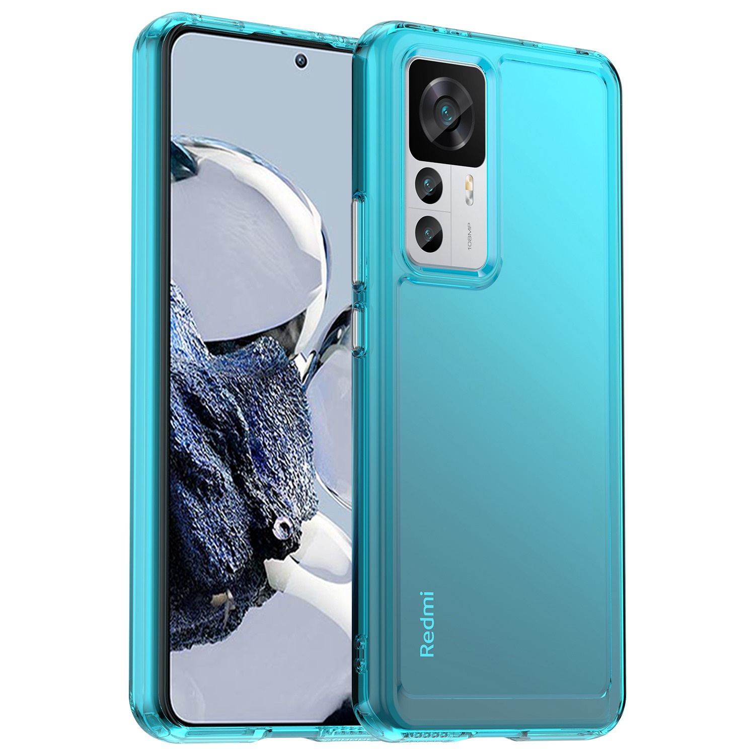 

Bonbonserie Anti-fall-telefonkoffer Für Xiaomi 12T Pro 5G, Flexible Tpu-telefonabdeckung Mit Airbag-eckschutz - Transparent Blau, Xiaomi 12T Pro 5G