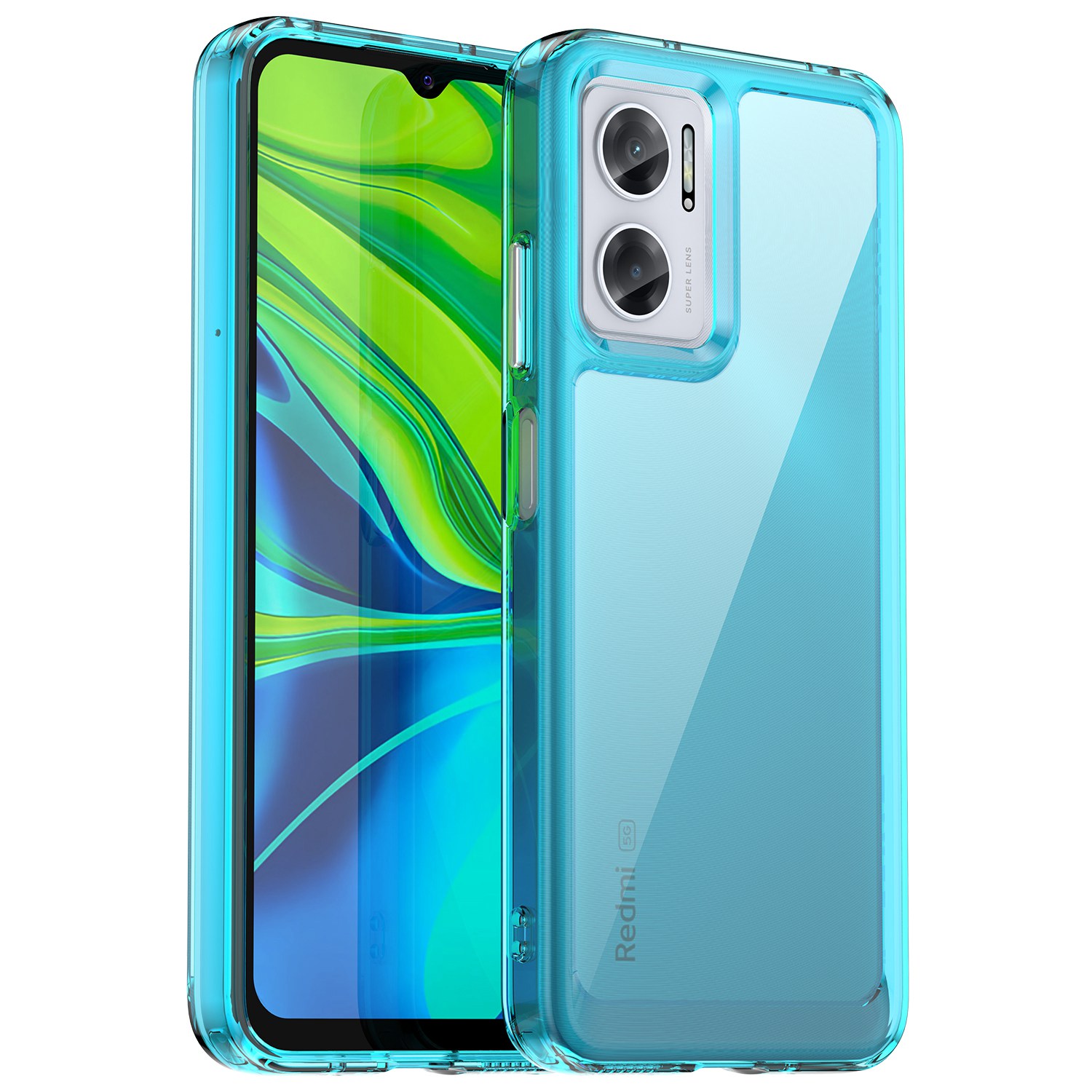 

Candy-serie Für Xiaomi Redmi 11 Prime 5G TPU Phone Hülle Drop-sof-mobiltelefon Zurück-abdeckung Mit Airbag-eckschutz - Transparent Blau, Xiaomi Redmi 11 Prime 5G