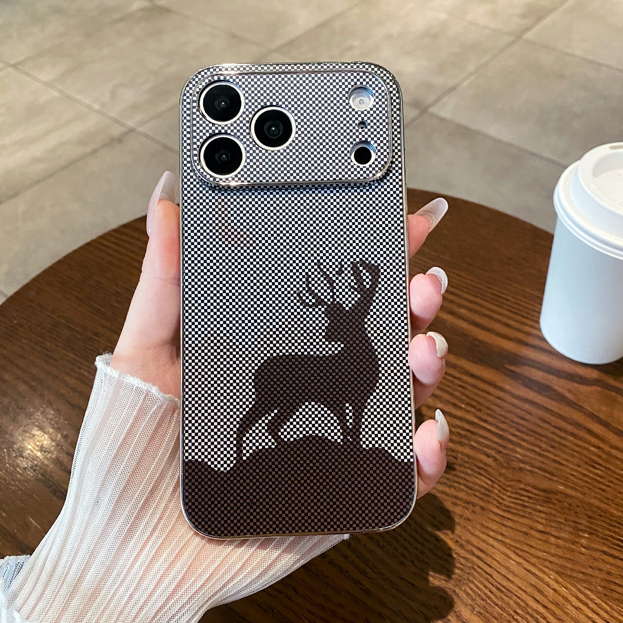 For iPhone 17 Pro Case Lucky Deer PC + TPU Electroplating Phone Cover - Brown