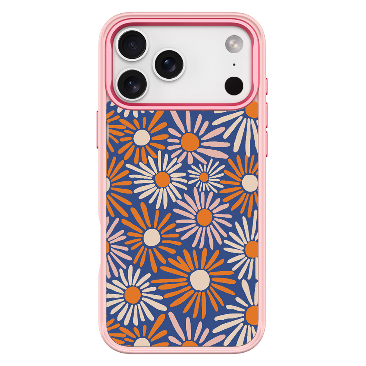 For iPhone 17 Pro Magnetic Case TPU PC Phone Cover with Detachable Sunflower Backplate - Pink