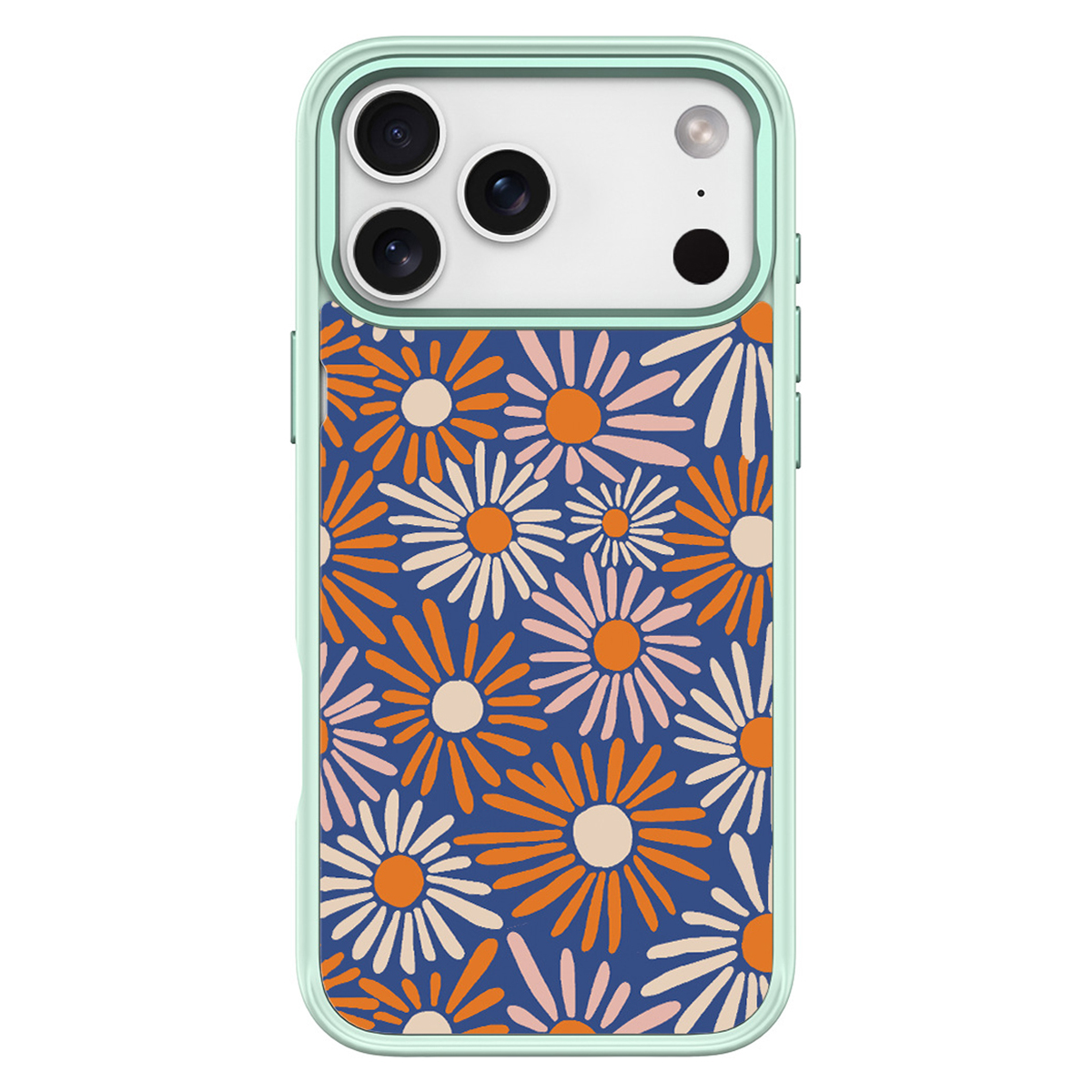 For iPhone 17 Pro Magnetic Case TPU PC Phone Cover with Detachable Sunflower Backplate - Green