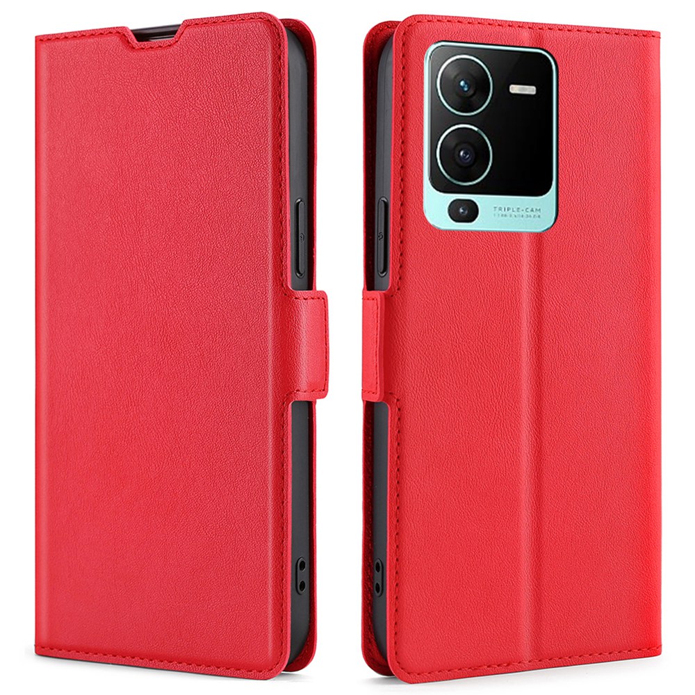 

Für Vivo V25 Pro 5G Card Slot Design Fall Proof Ultra-slim Folio Flip PU Leder Cover Ständer Innere Tpu-telefonhülle - Rot, vivo V25 Pro 5G