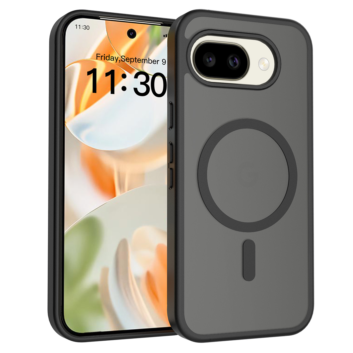For Google Pixel 10a Magnetic Case TPU Frame Acrylic Back Phone Cover Skin Touch - Black