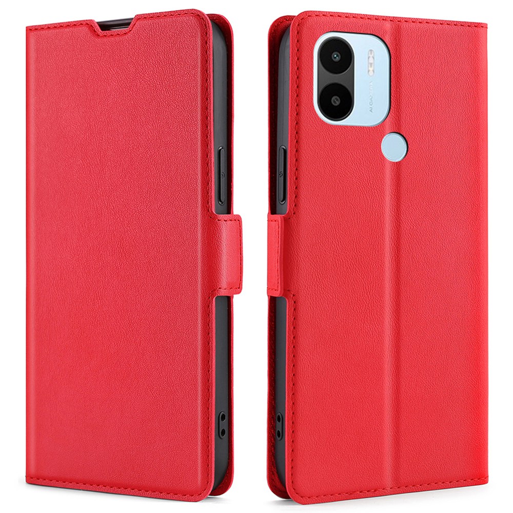 

Für Xiaomi Redmi A1+ 4G Card Slot Design Full Protection Ultra-slim Folio Flip PU Leder Cover Ständer Inner TPU Phone Hülle - Rot, Xiaomi Redmi A1+ 4G