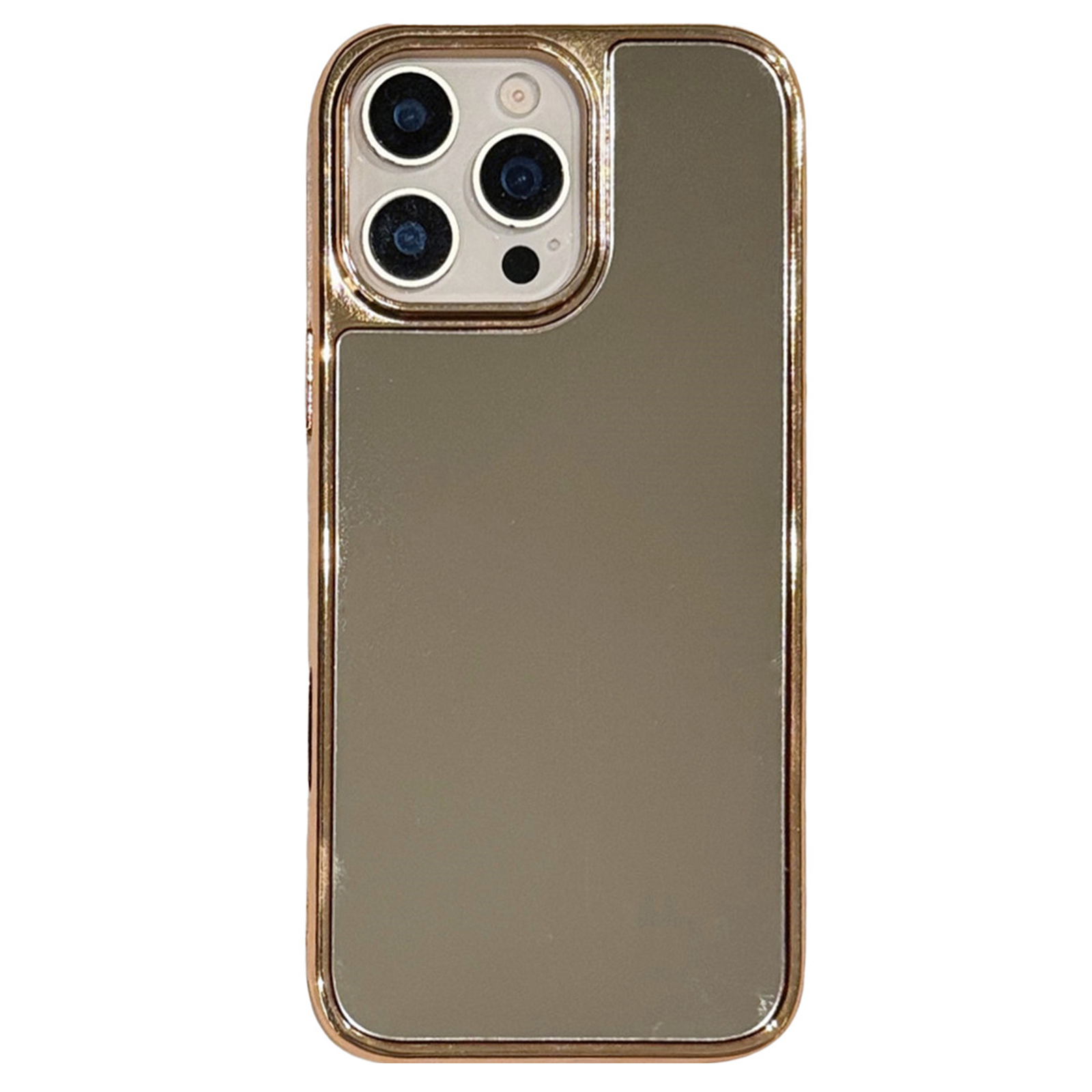 For iPhone 16 Pro TPU Case Electroplating Makeup Mirror Phone Cover - Gold