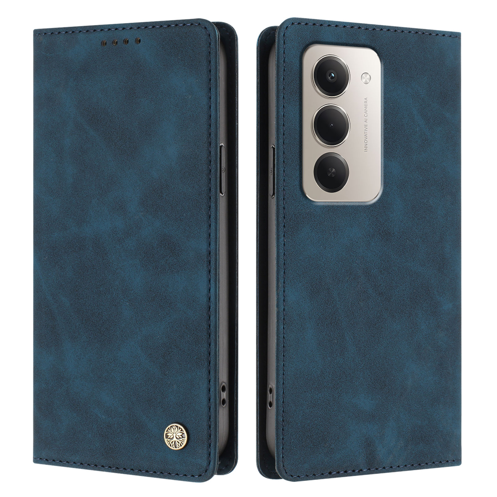 For Xiaomi Redmi 15 4G (EU) (171mm) / Xiaomi Redmi 15 5G (EU) (171mm) Case HX RFID Blocking Wallet Stand Leather Flip Phone Cover - Dark Blue