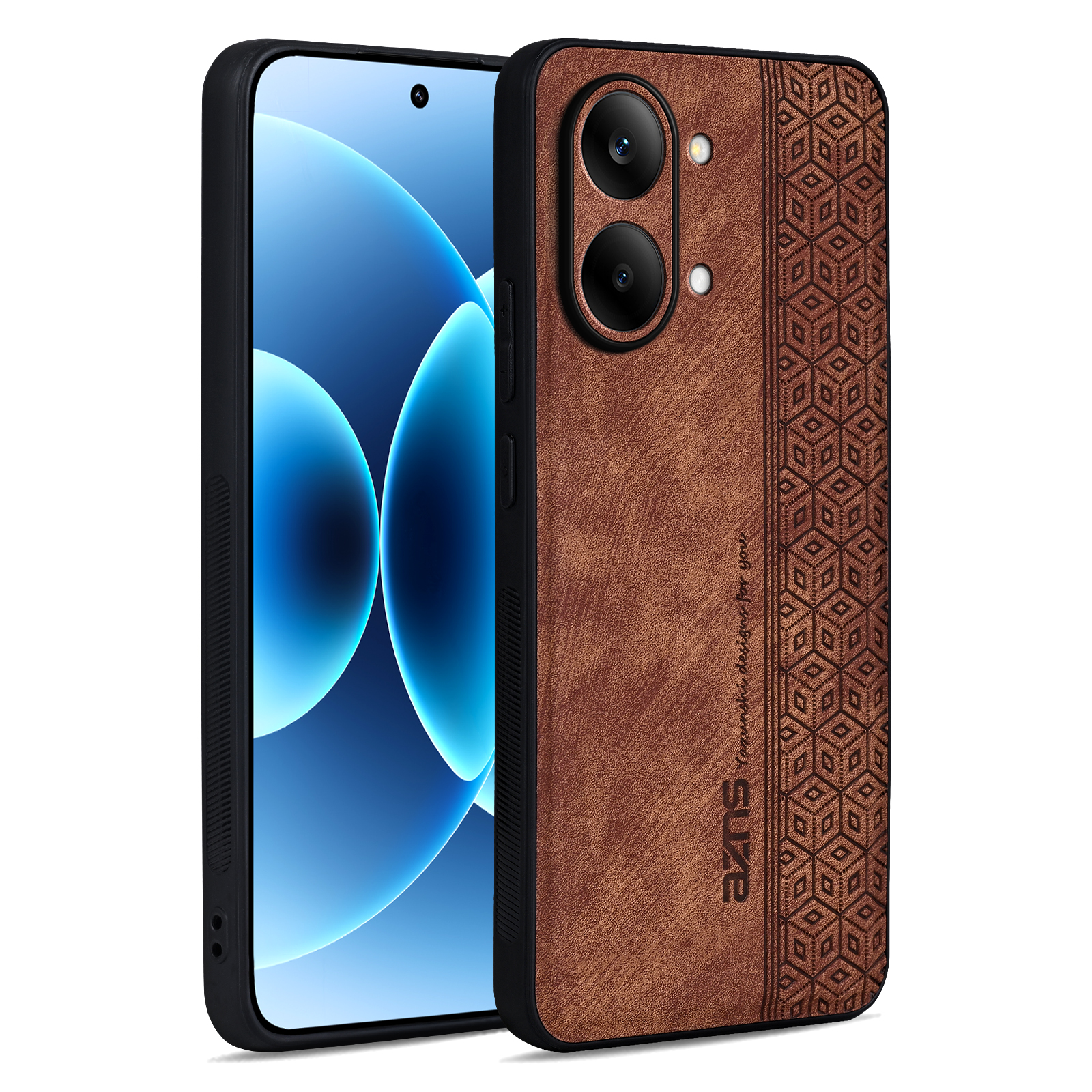 AZNS For Xiaomi Poco X8 Pro Max 5G / Redmi Turbo 5 Max 5G Case PU Leather Covered TPU Phone Protective Cover - Brown