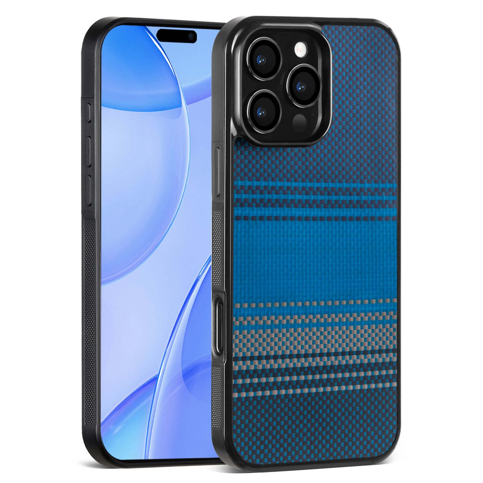 For iPhone 16 Pro Max Magnetic Case Aramid Fiber Shockproof Anti-slip Cover Compatible with Magsafe - Moonrise Blue