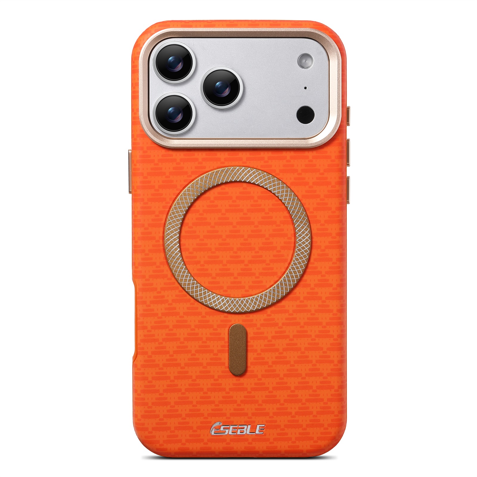 ESEBLE For iPhone 17 Pro Max Magnetic Case TPU + PU Leather Phone Cover Compatible with Magsafe - Orange