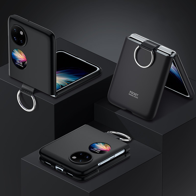 

Für Huawei P50 -tasche / Pocket S 4G Sink-touch PC Phone Case Ringhalter All-inclusive-faltabdeckung - Schwarz, Huawei P50 Pocket