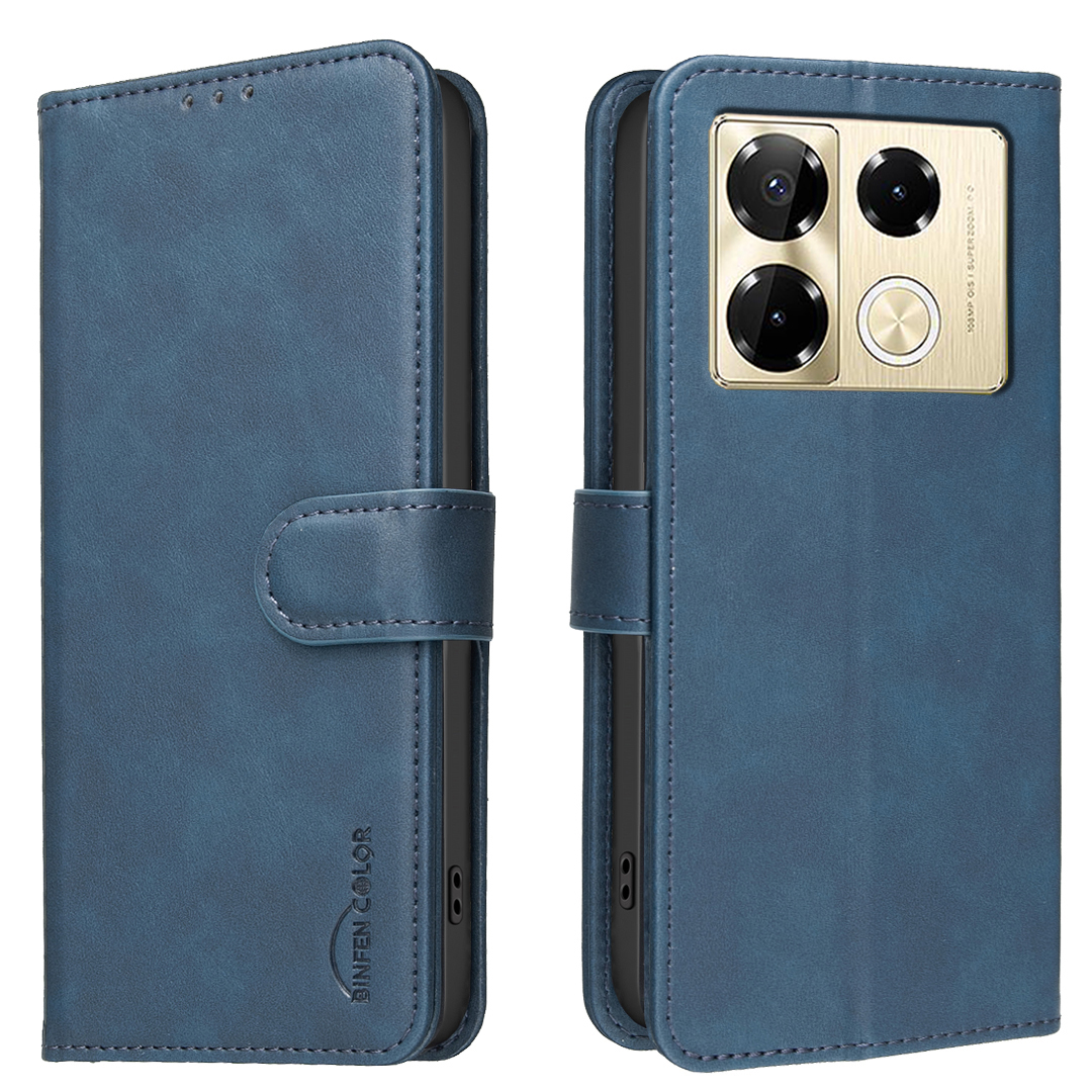 BINFEN COLOR For Infinix Note 40 Pro 5G  BF37 Case RFID Blocking Wallet Stand Leather Phone Cover - Blue