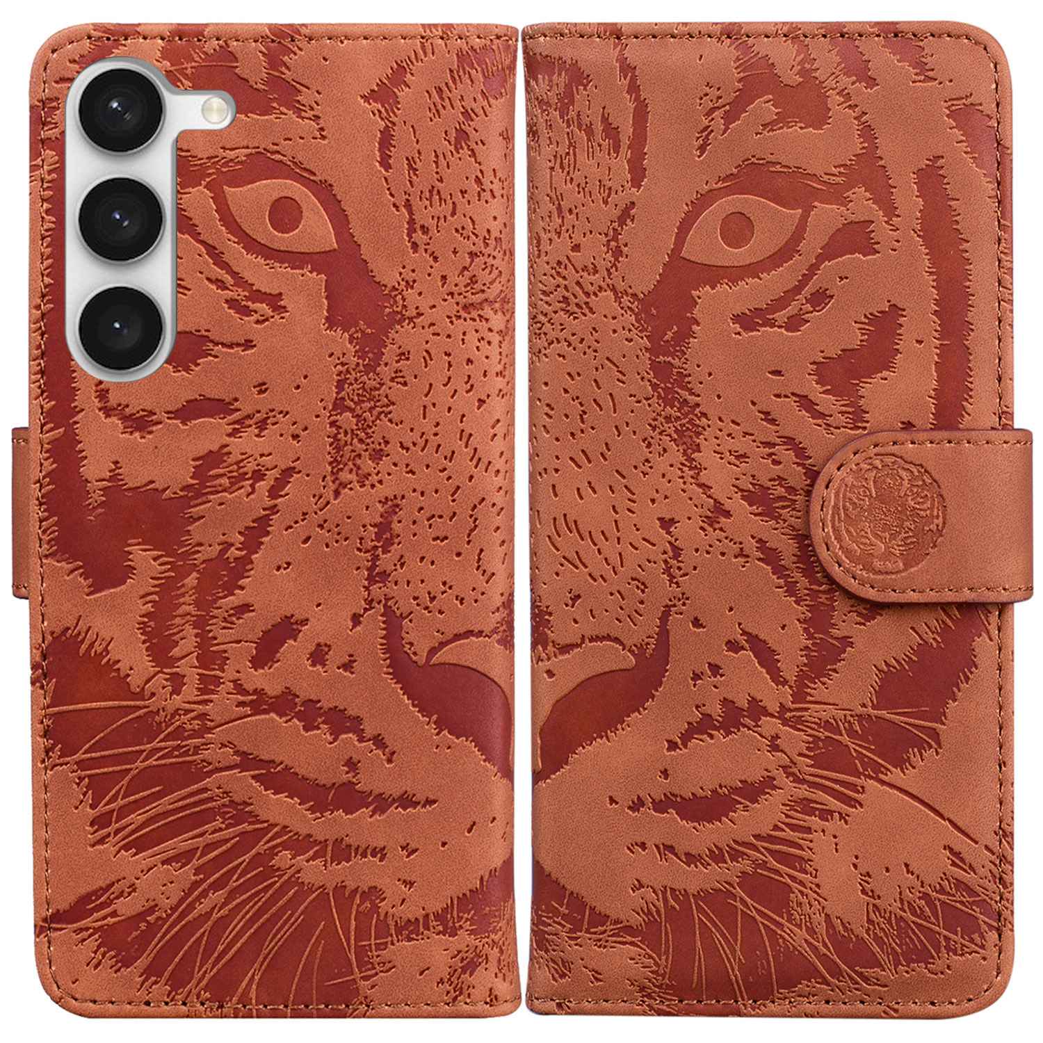 

Для Samsung Galaxy S23 Plus Anti-scratch PU Кожаная Крышка Смартфона Стенд. - Коричневый, Galaxy S23+