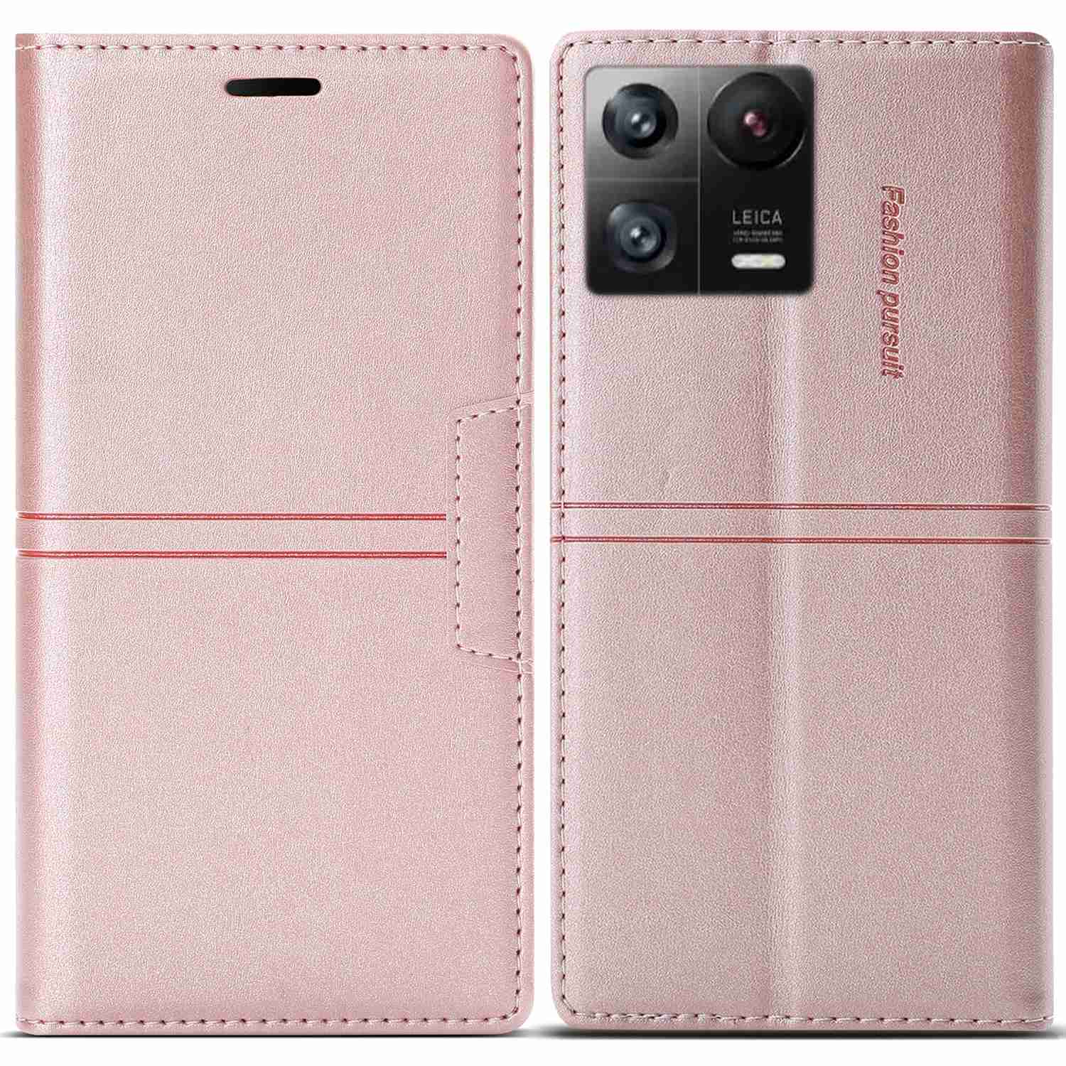 

Für Xiaomi 13 Pro 5G PU Leder Magnetisch Automatisch Absorbiert - Roségold, Xiaomi 13 Pro 5G