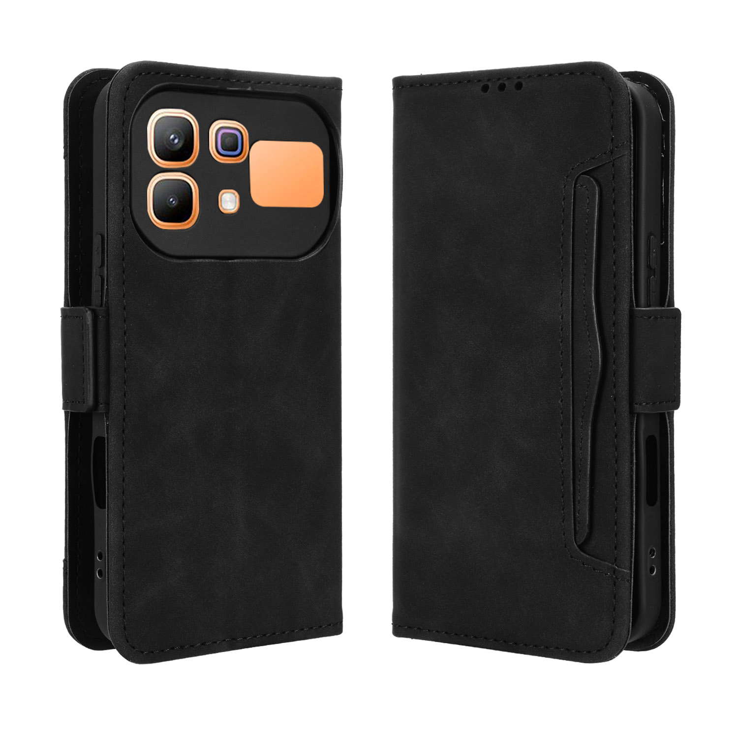 For Infinix Note 60 Pro 5G / Infinix Note 60 5G Leather Case Phone Wallet Cover with Multiple Card Slots - Black