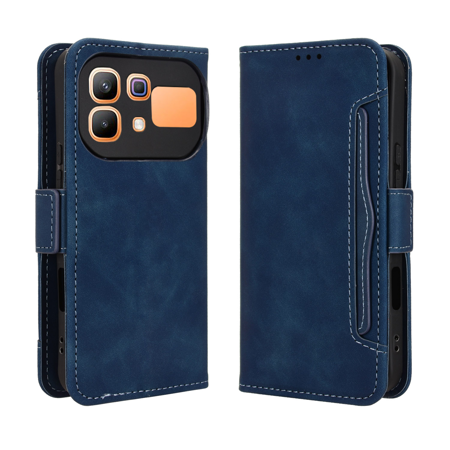 For Infinix Note 60 Pro 5G / Infinix Note 60 5G Leather Case Phone Wallet Cover with Multiple Card Slots - Blue