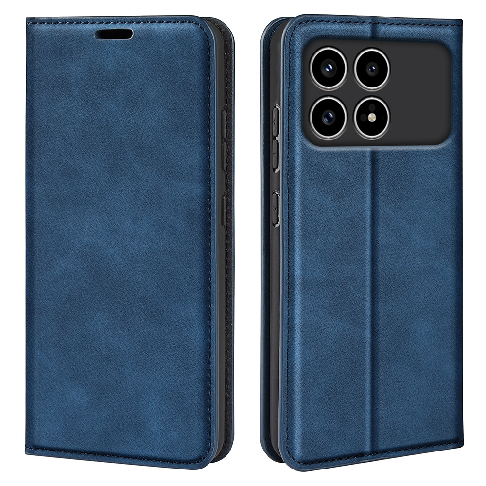 Phone Case for Xiaomi Redmi K90 5G  /  Poco F8 Pro Skin Touch Leather Wallet Cover - Blue