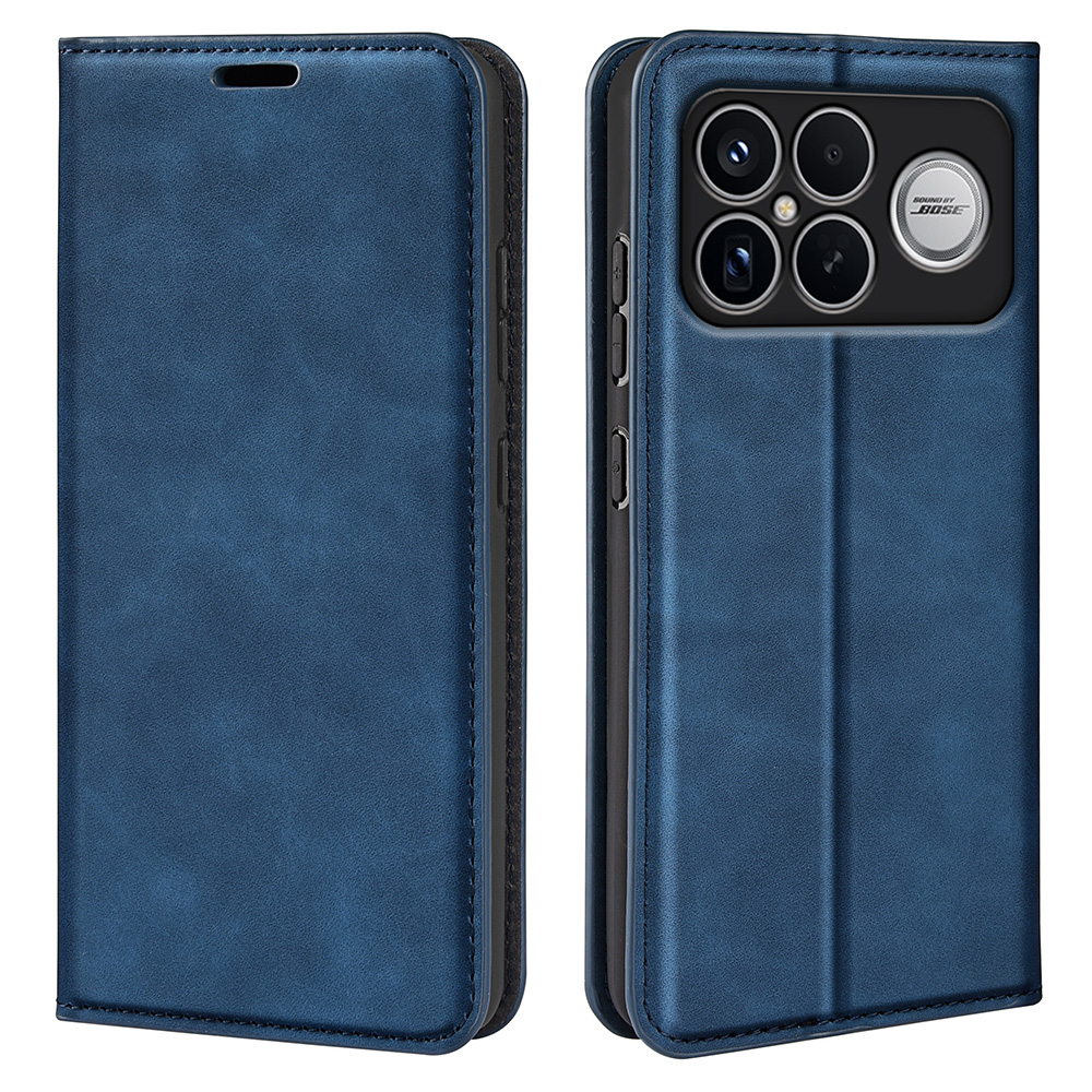 Phone Case For Xiaomi Redmi K90 Pro Max 5G  /  Poco F8 Ultra Skin Touch Leather Wallet Cover - Blue
