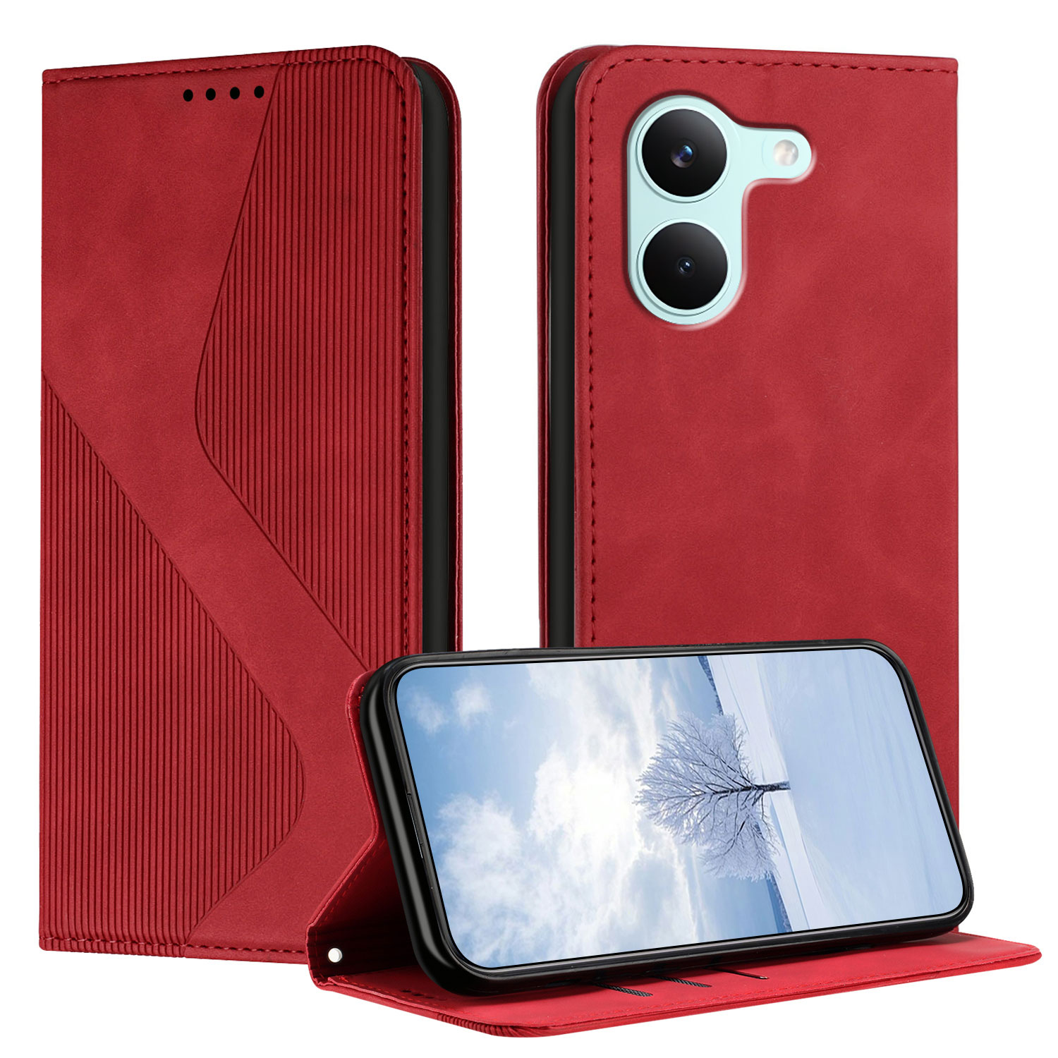 For Xiaomi Redmi Turbo 5 5G / Xiaomi Poco X8 Pro 5G Phone Cover Skin-touch Feel Leather Wallet Case with Stand - Red