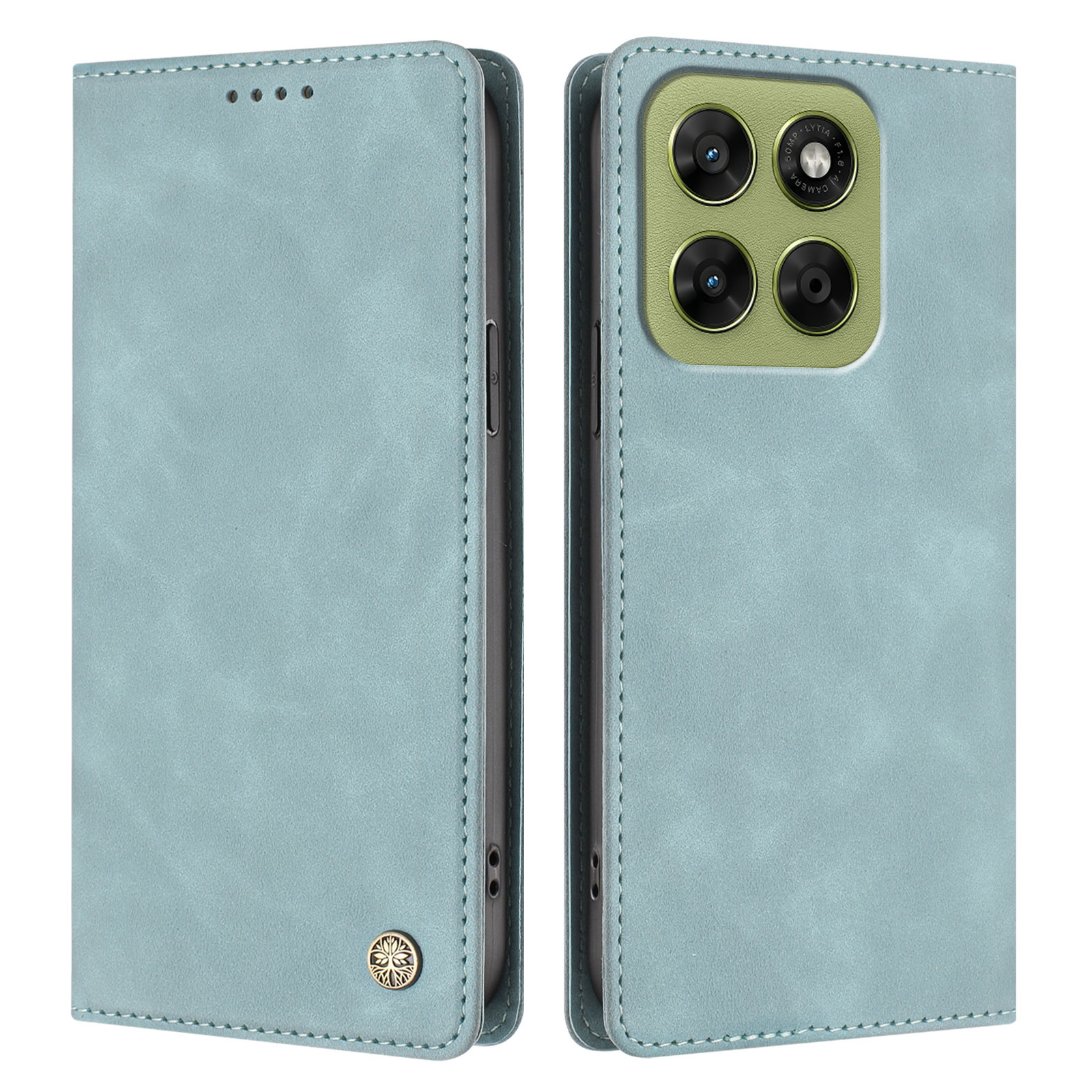 For Motorola Moto G77 5G / Motorola Moto G67 5G Case HX RFID Blocking Wallet Stand Leather Flip Phone Cover - Lake Blue
