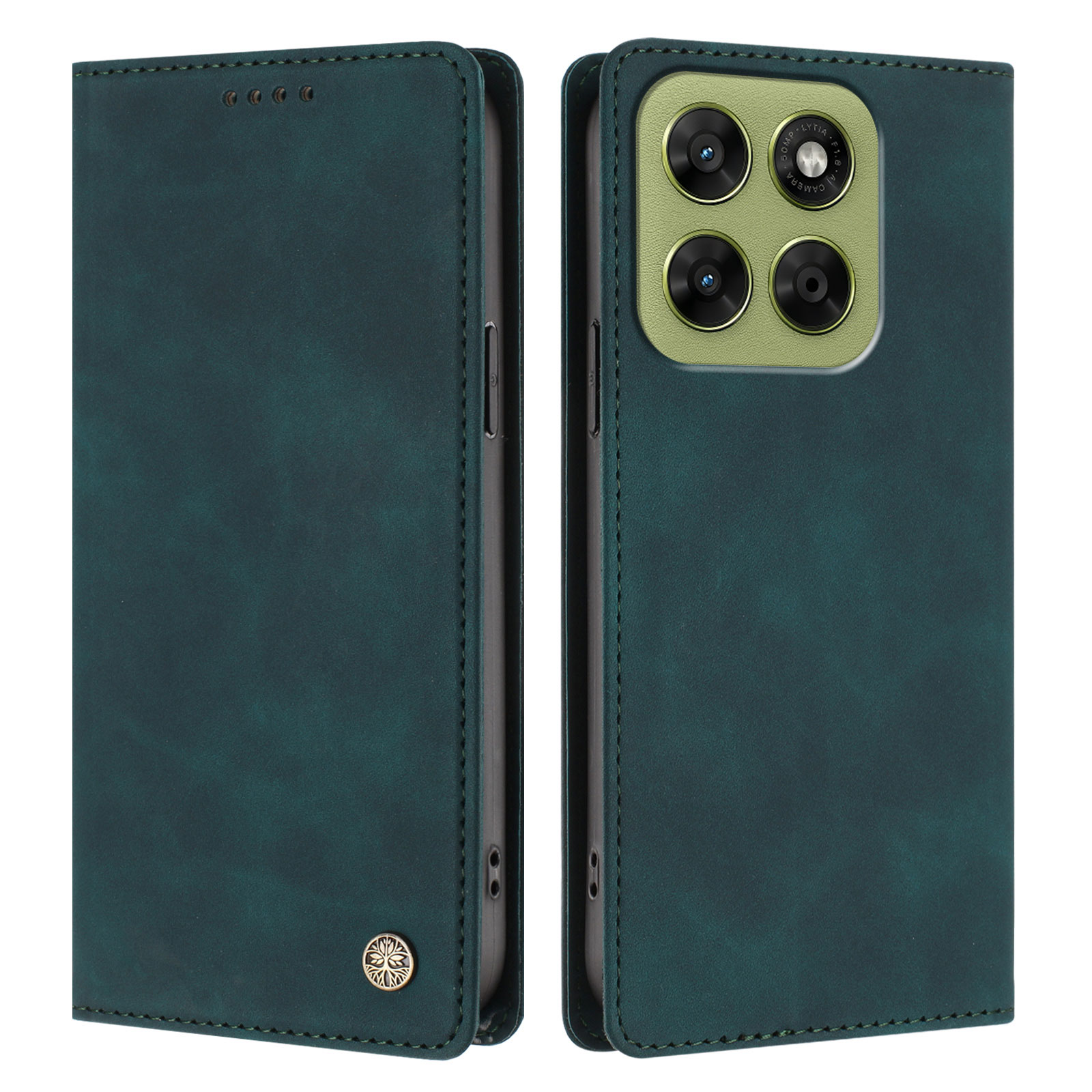 For Motorola Moto G77 5G / Motorola Moto G67 5G Case HX RFID Blocking Wallet Stand Leather Flip Phone Cover - Dark Green