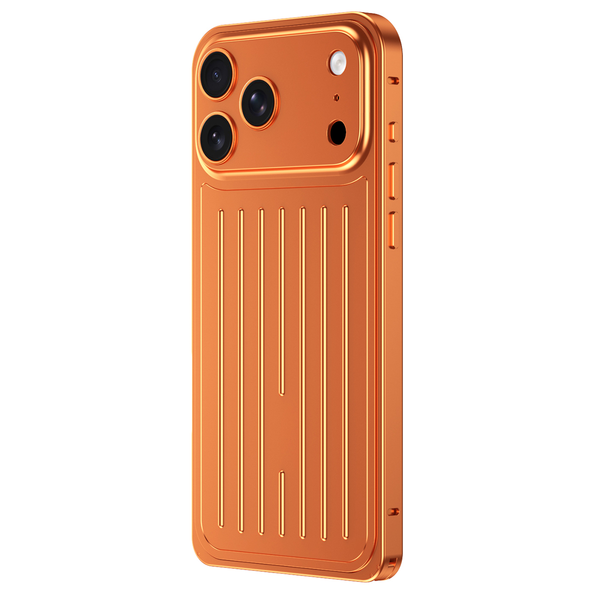 For iPhone 17 Pro Max Case Seahorse Buckle Luggage Design Aluminum Alloy Phone Cover - Orange