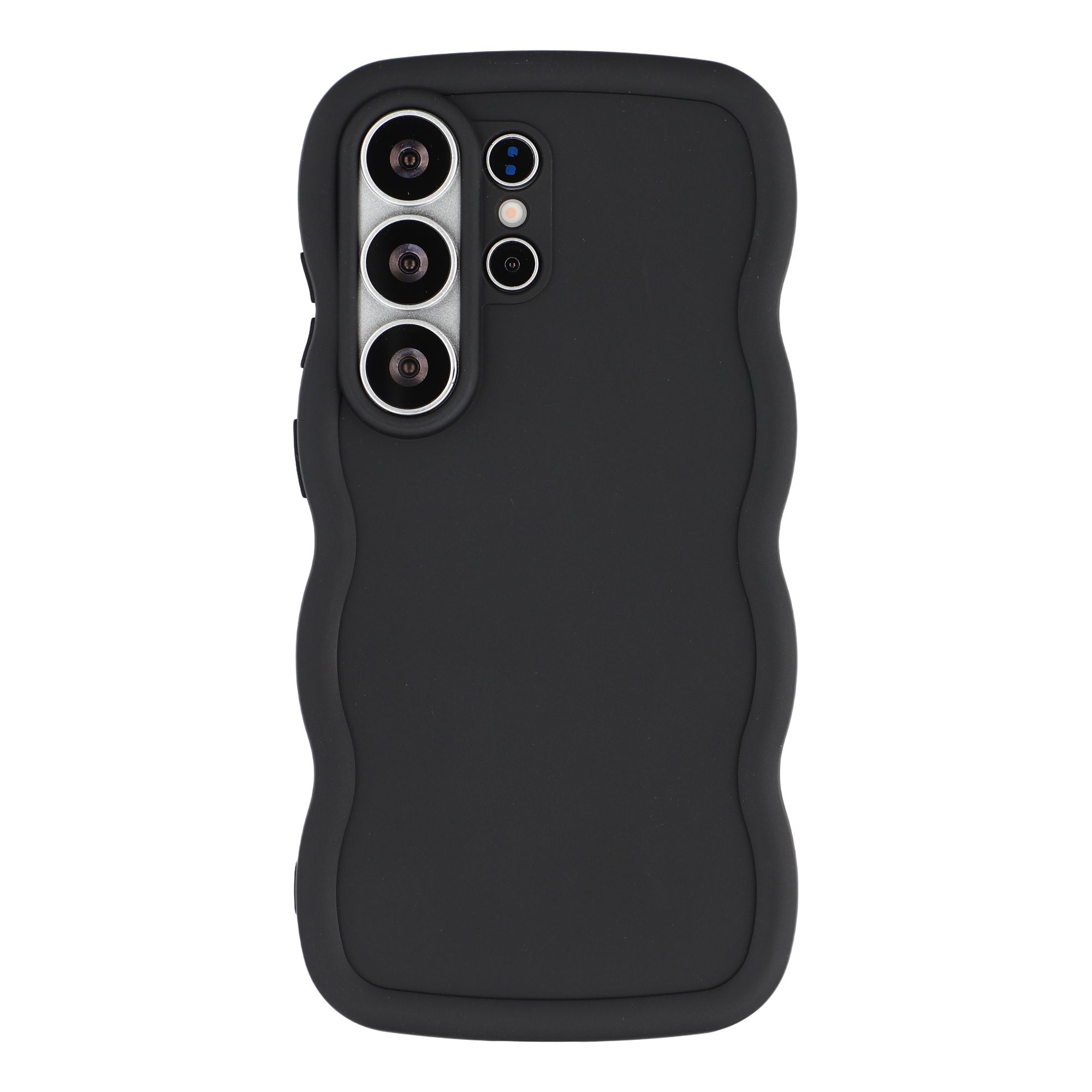 For Samsung Galaxy S26 Ultra Case TPU Protective Phone Cover Unique Curly Wave Frame - Black