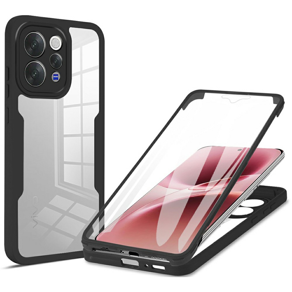 Phone Case for vivo V70 5G  /  S50 5G Acrylic + TPU Clear Phone Cover with PET Screen Film - Black