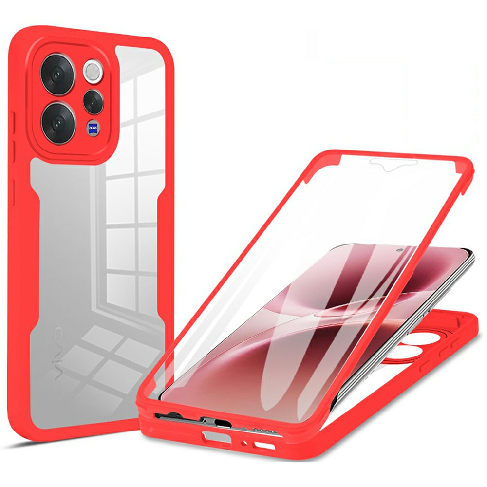 Phone Case for vivo V70 5G  /  S50 5G Acrylic + TPU Clear Phone Cover with PET Screen Film - Red