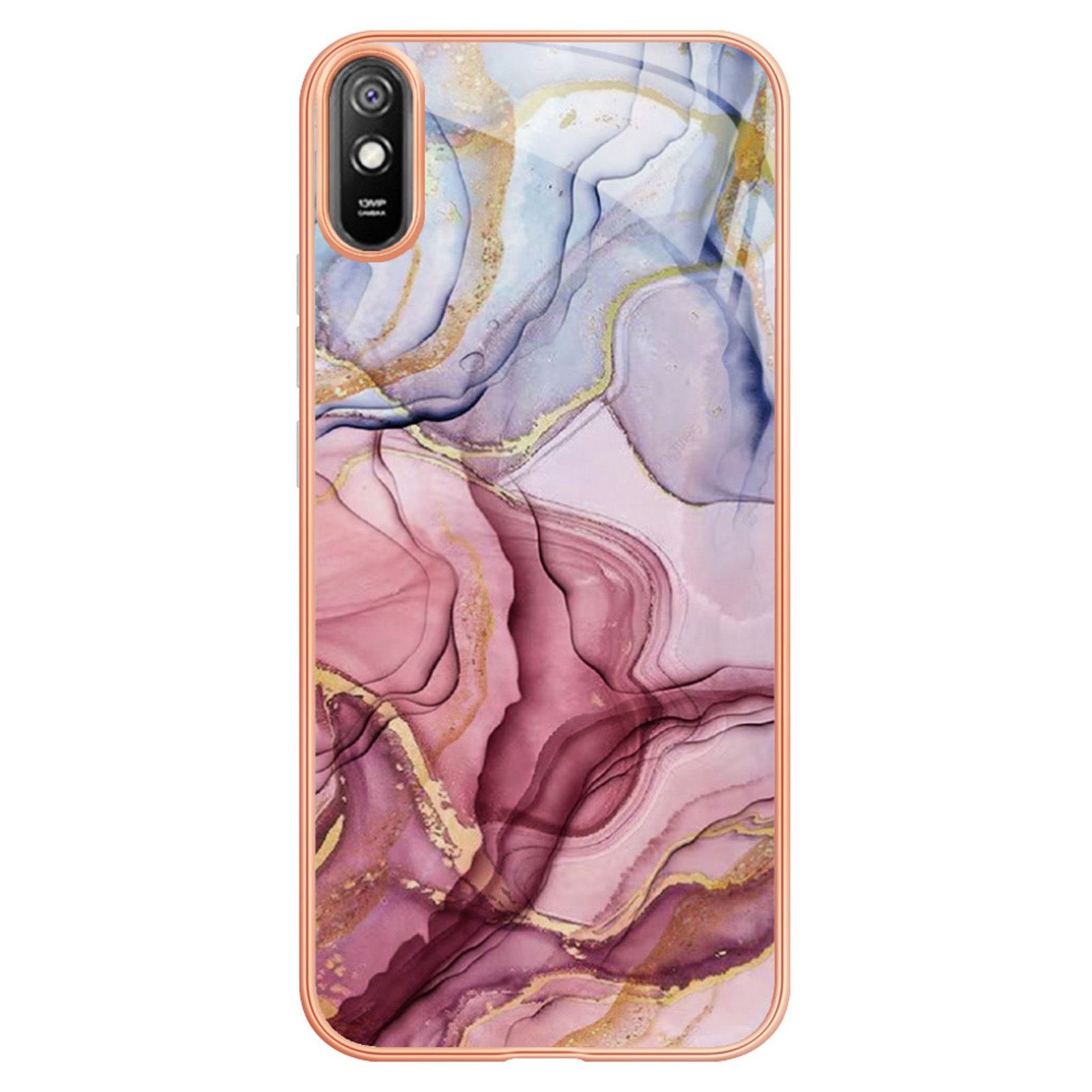 

YB IMD Series-16 Marmormuster Telefonhülle Für Xiaomi Redmi 9A, Stil E IMD Elektroplattiert 2,0 mm Tpu-drop-schutzschutzabdeckung - Roségold, Xiaomi Redmi 9A