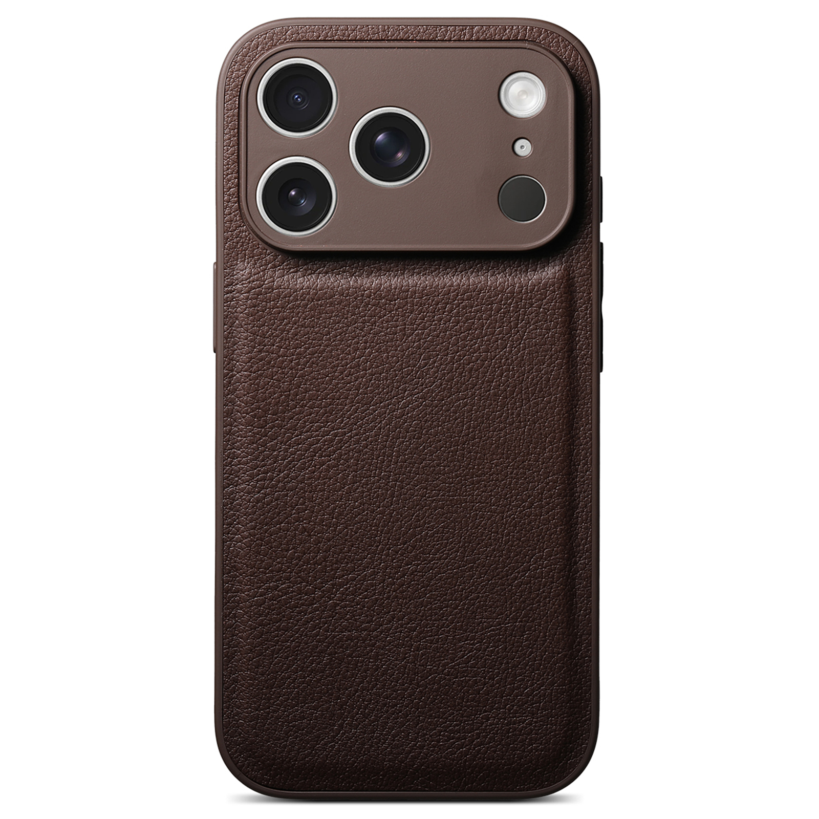 For iPhone 17 Pro Max Case Litchi Texture PU Leather Shockproof Protective Cover - Dark Brown