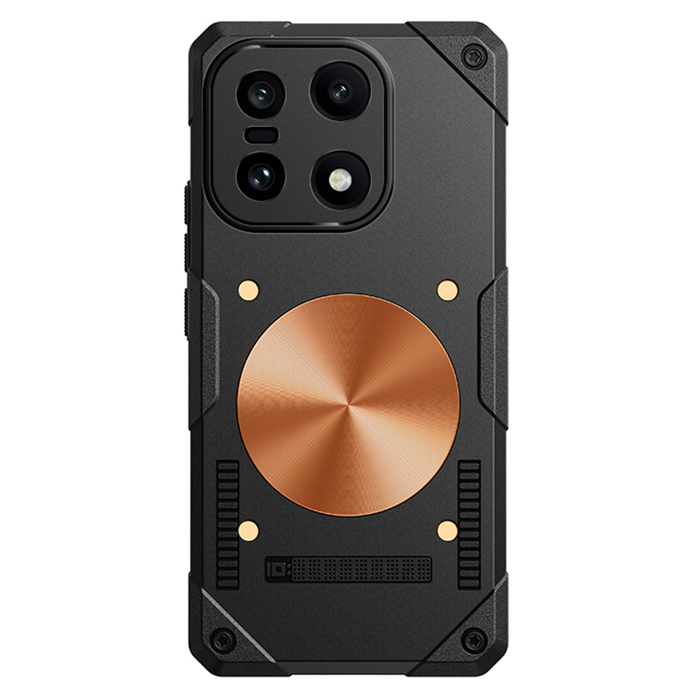 For OnePlus 15 5G Case Copper Heat Dissipation TPU + Metal Cooling Phone Cover Support Magnetic Car Mount - Black
