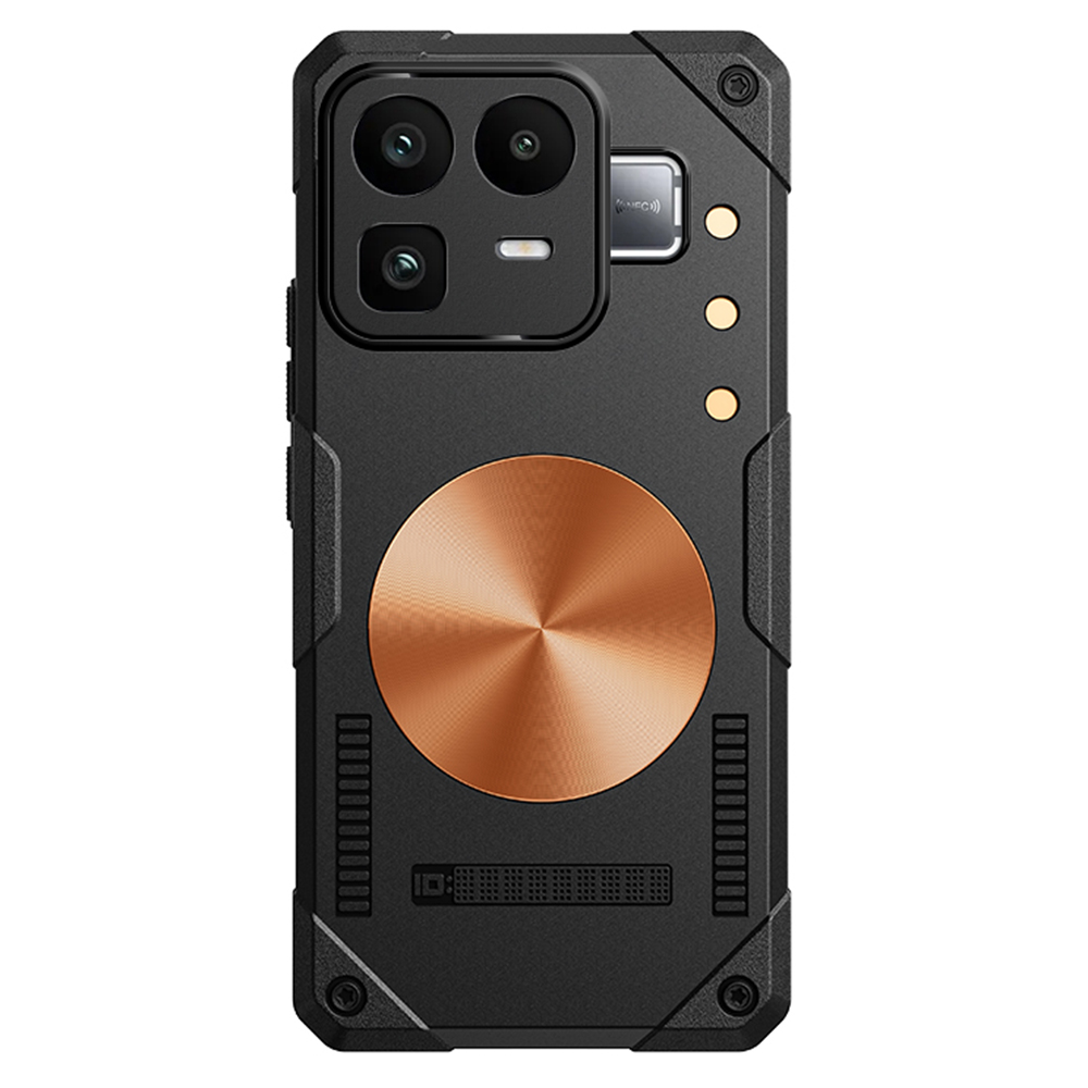For Realme Neo8 5G Case Copper Heat Dissipation TPU + Metal Cooling Phone Cover Support Magnetic Car Mount - Black