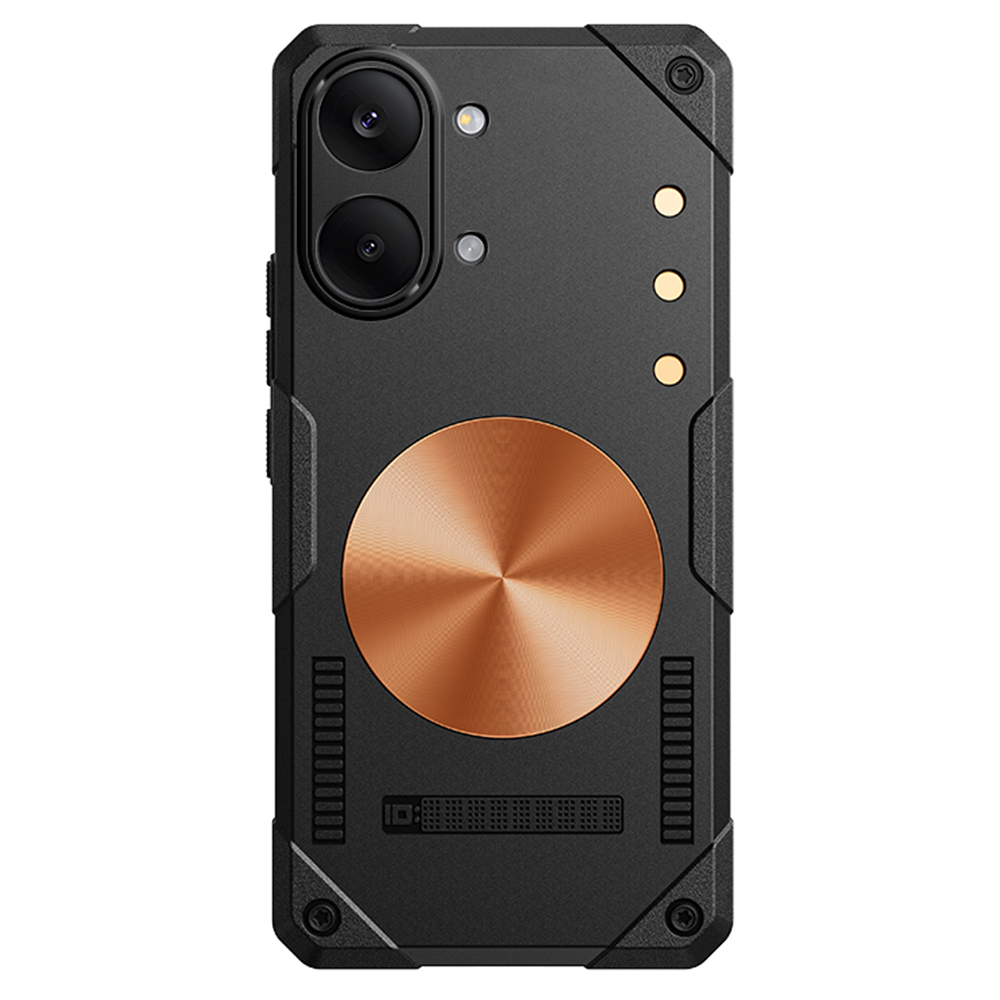 For Xiaomi Redmi Turbo 5 Max 5G Case Copper Heat Dissipation TPU + Metal Cooling Phone Cover Support Magnetic Car Mount - Black