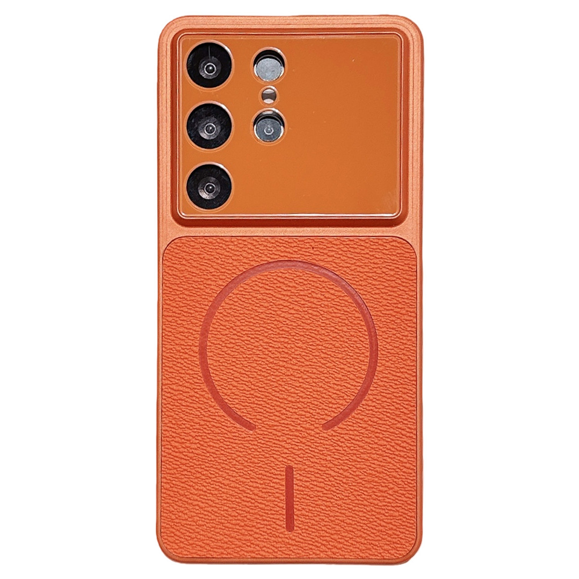 For Samsung Galaxy S26 Ultra Magnetic Case TPU + PC + PU Leather Protective Cover - Orange