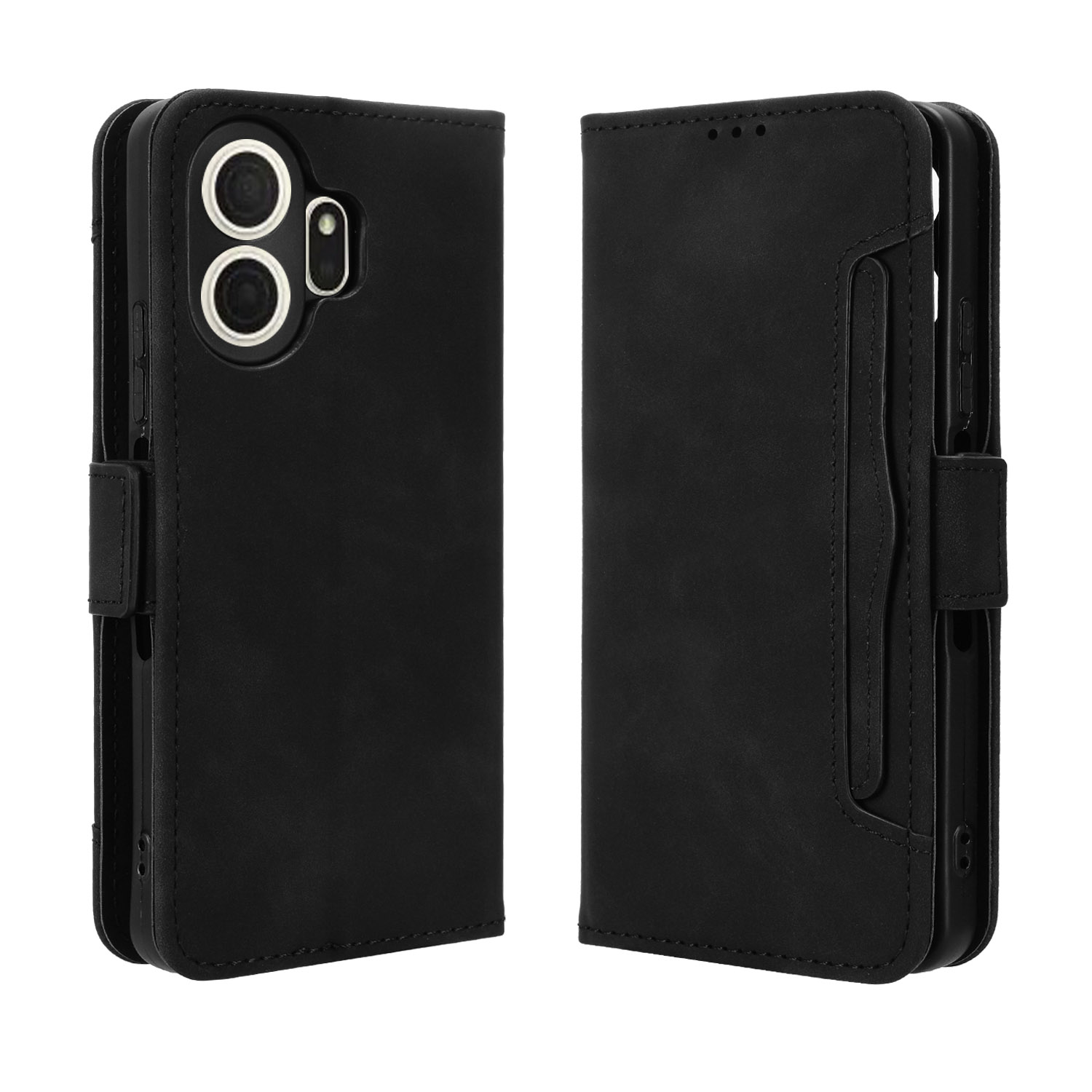 For TCL NxtPaper 70 Pro 5G Leather Case Phone Wallet Cover with Multiple Card Slots - Black