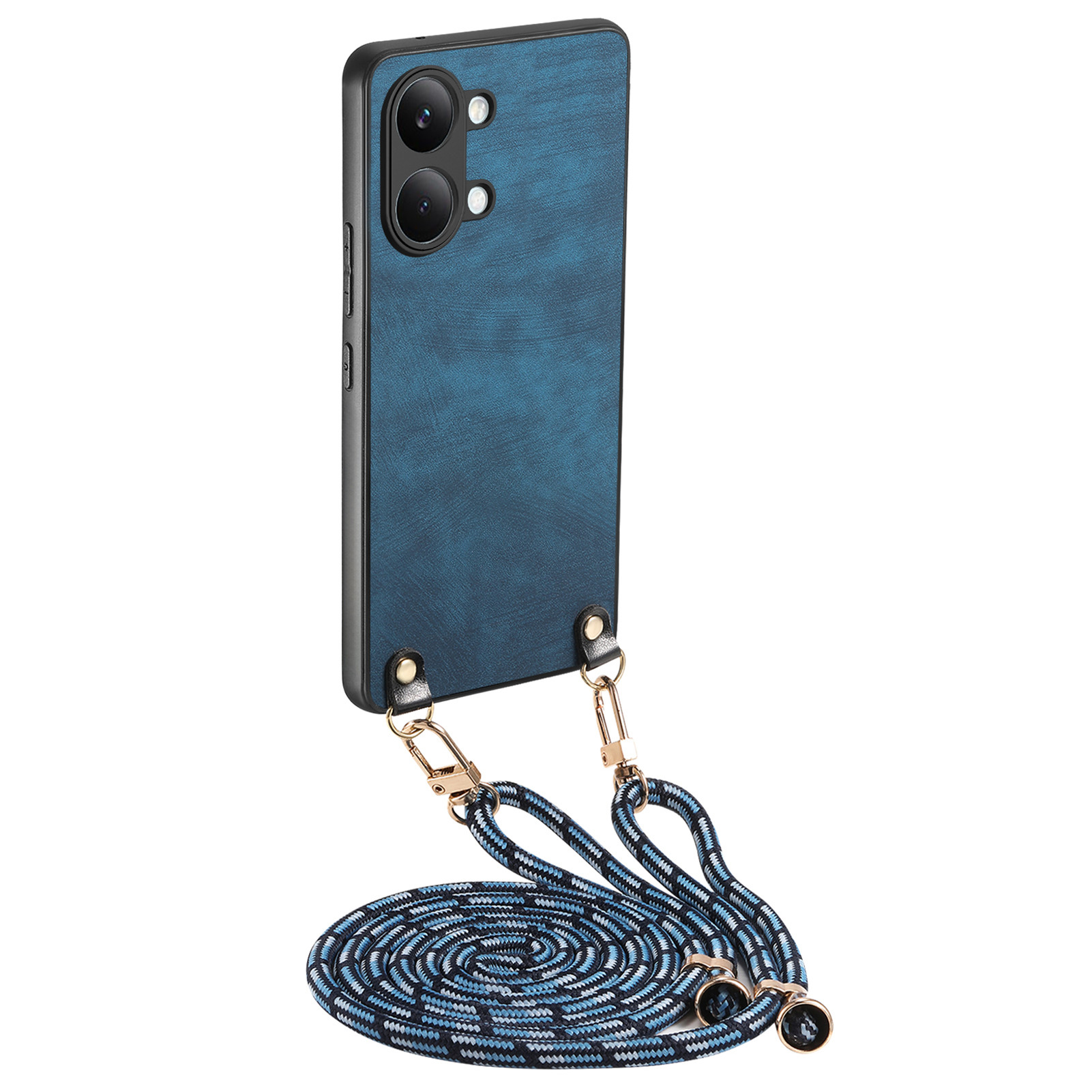 For Xiaomi Redmi Turbo 5 Max 5G / Xiaomi Poco X8 Pro Max 5G Retro Leather Phone Back Cover with Adjustable Strap - Blue