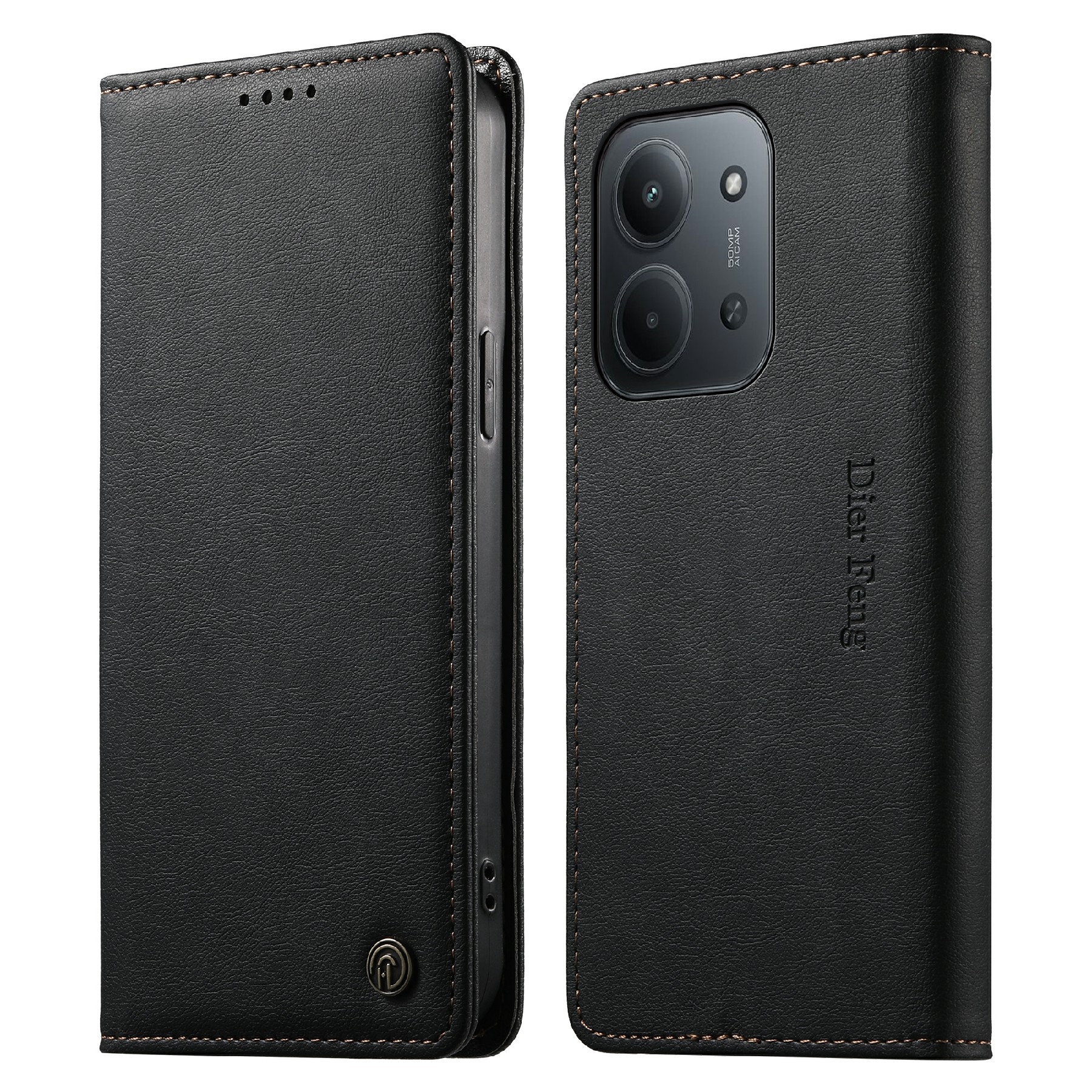 DIERFENG DF-019 Leather Wallet Case for Xiaomi Redmi 15C 5G (Global) (171mm)  /  Redmi 15C 4G (Global) (171mm)  /  Poco C85 4G (171mm) Card Slots RFID