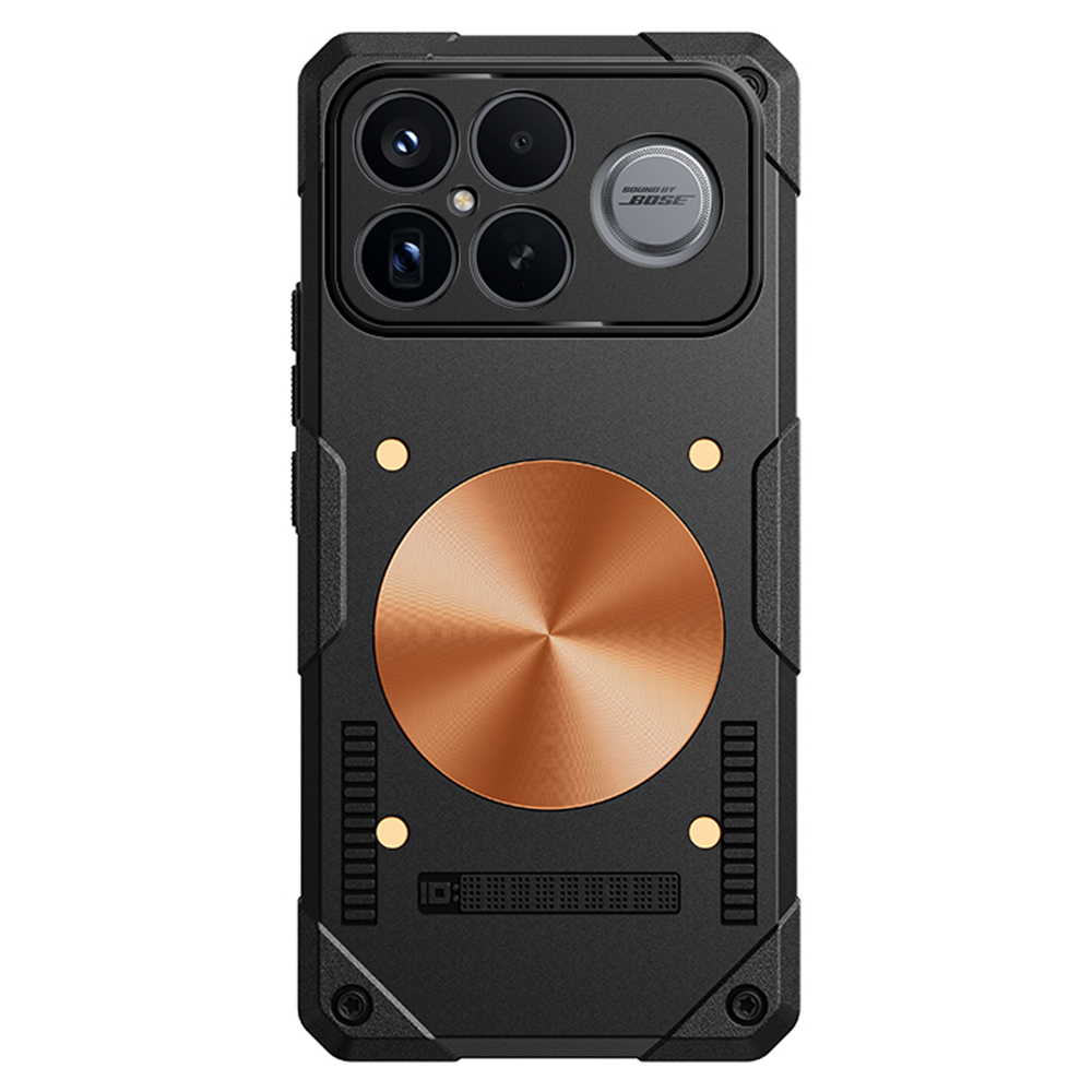 For Xiaomi Redmi K90 Pro Max 5G Case Copper Heat Dissipation TPU + Metal Cooling Phone Cover Support Magnetic Car Mount - Black