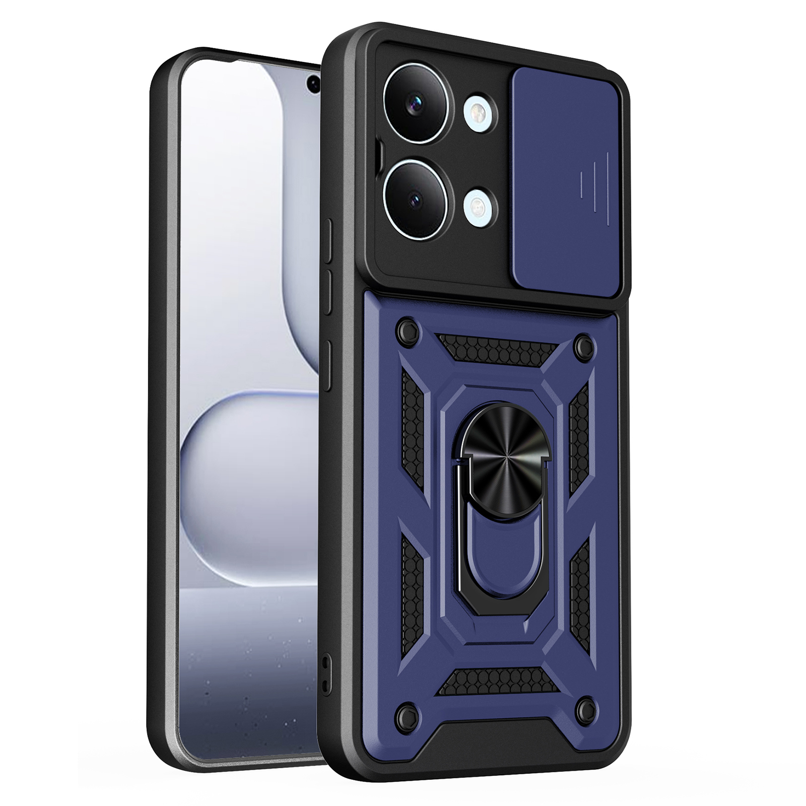 AMORUS For Xiaomi Poco X8 Pro Max 5G Case Kickstand PC + TPU Phone Cover with Camera Lens Slider - Blue