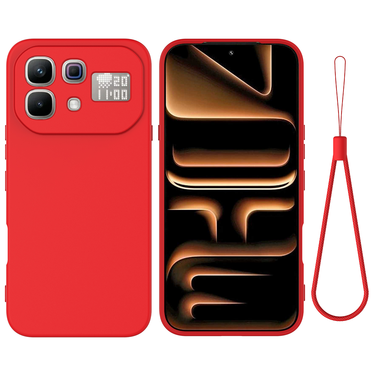 For Infinix Note 60 Pro 5G / Infinix Note 60 5G Liquid Silicone Case Phone Back Cover with Hand Strap - Red