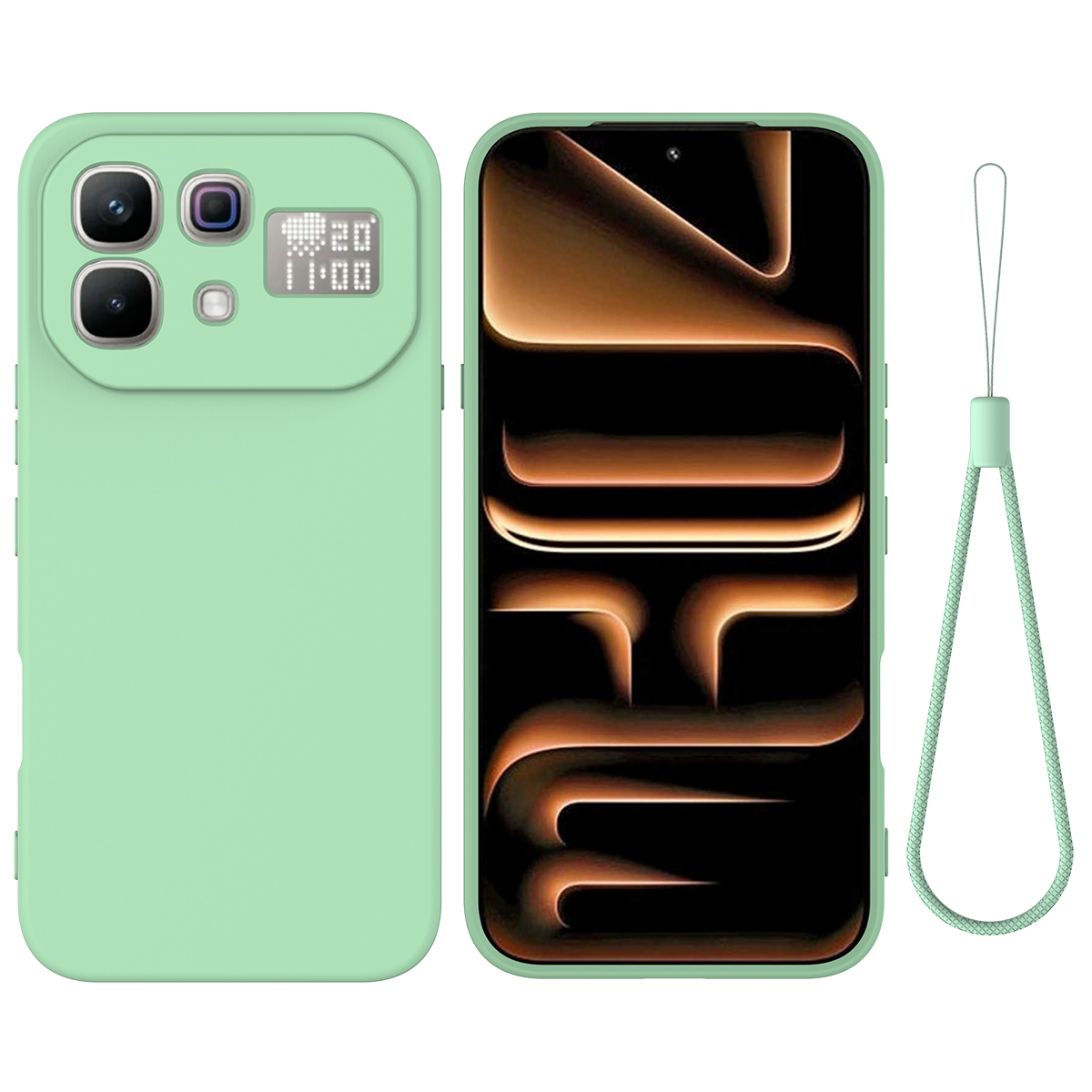 For Infinix Note 60 Pro 5G / Infinix Note 60 5G Liquid Silicone Case Phone Back Cover with Hand Strap - Green