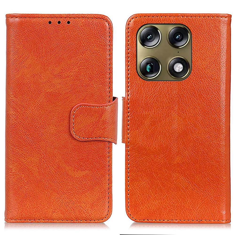 For Motorola Moto X70 Air Pro 5G  /  Signature 5G Case Nappa Texture Split Leather Wallet Phone Cover - Orange